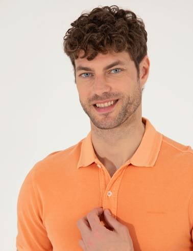 Turuncu Slim Fit Polo Yaka Tişört