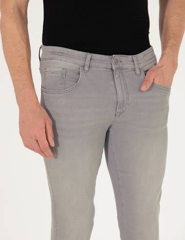 Açık Gri Slim Fit Jean Pantolon