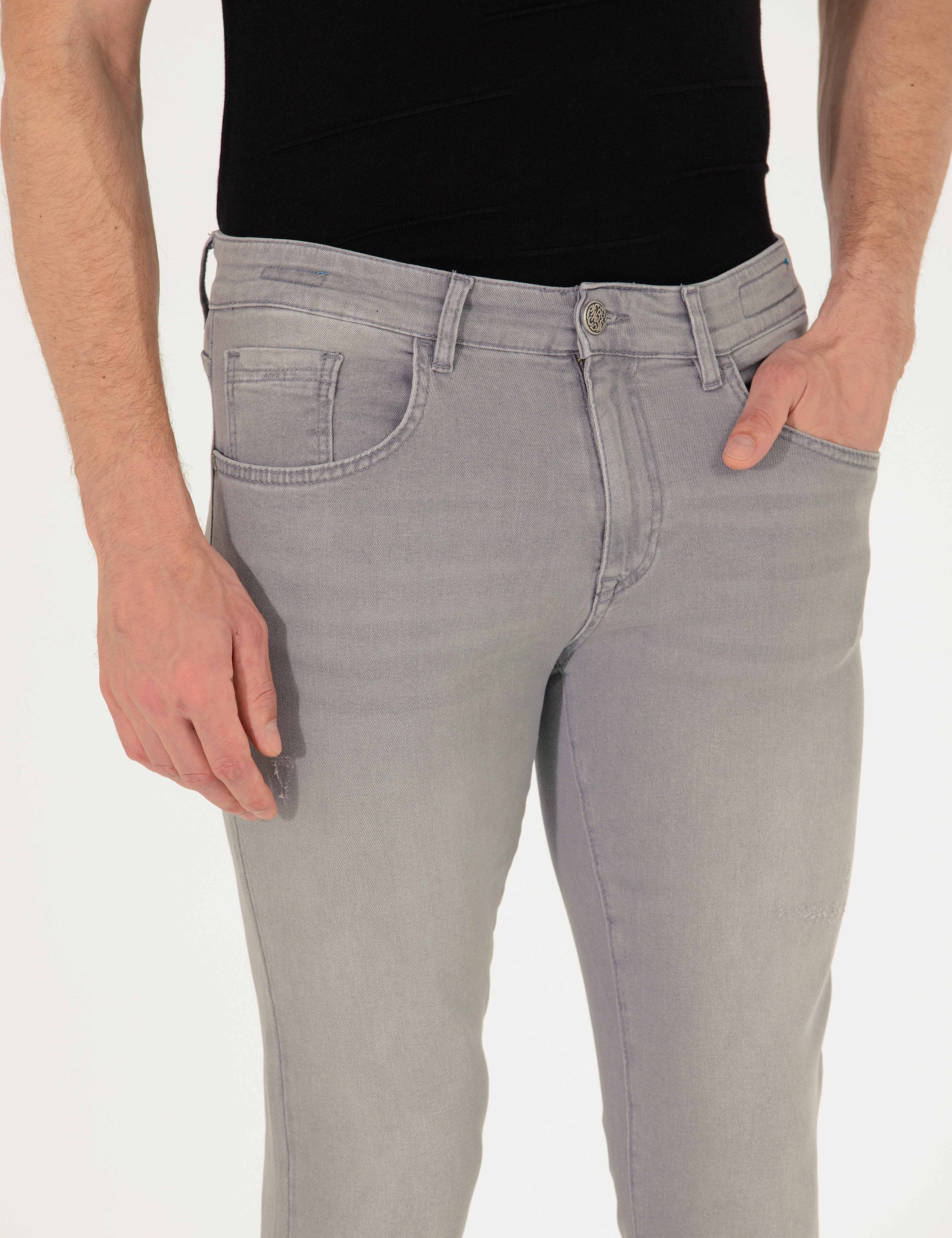 Açık Gri Slim Fit Jean Pantolon - Image 6