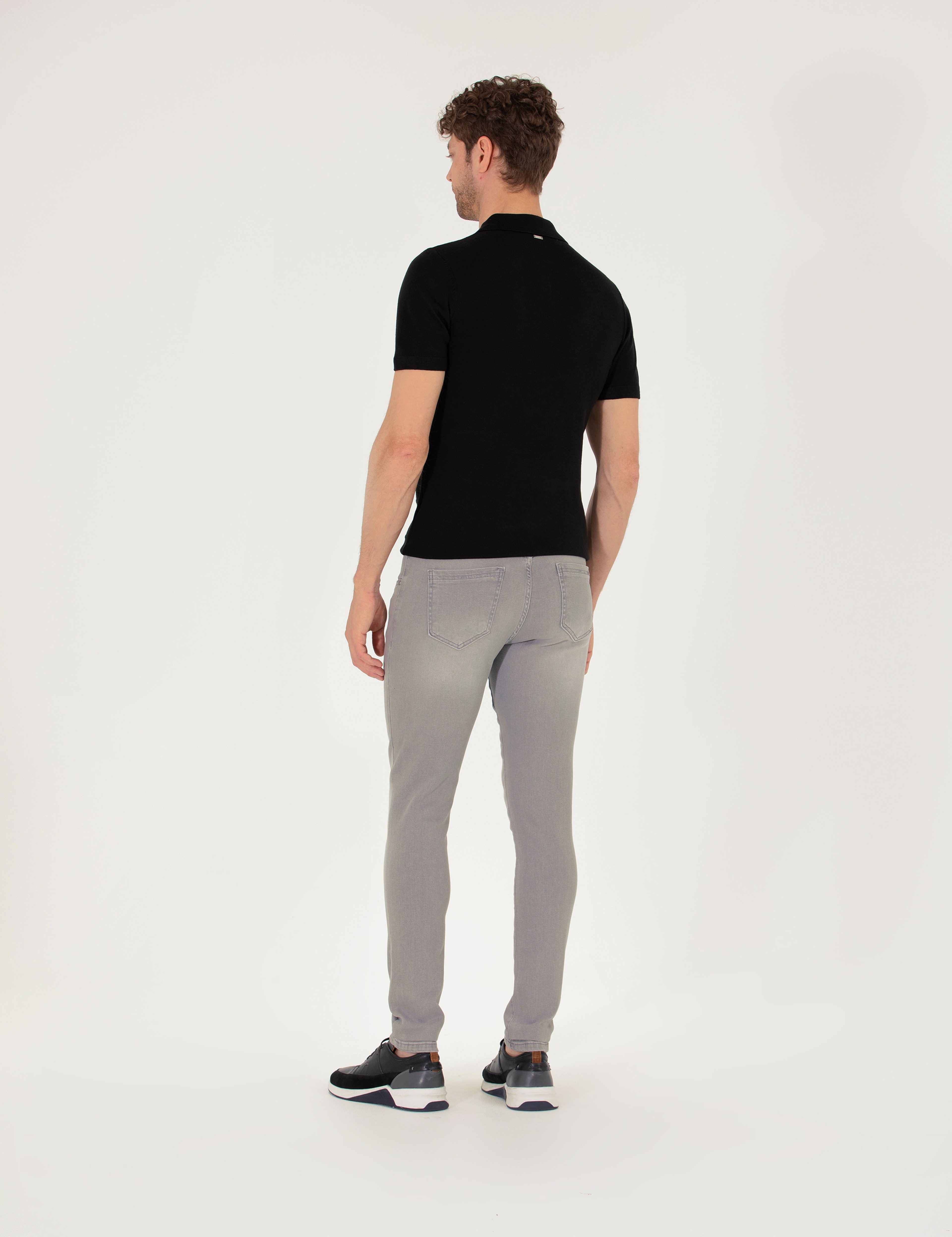 Açık Gri Slim Fit Jean Pantolon - Image 4