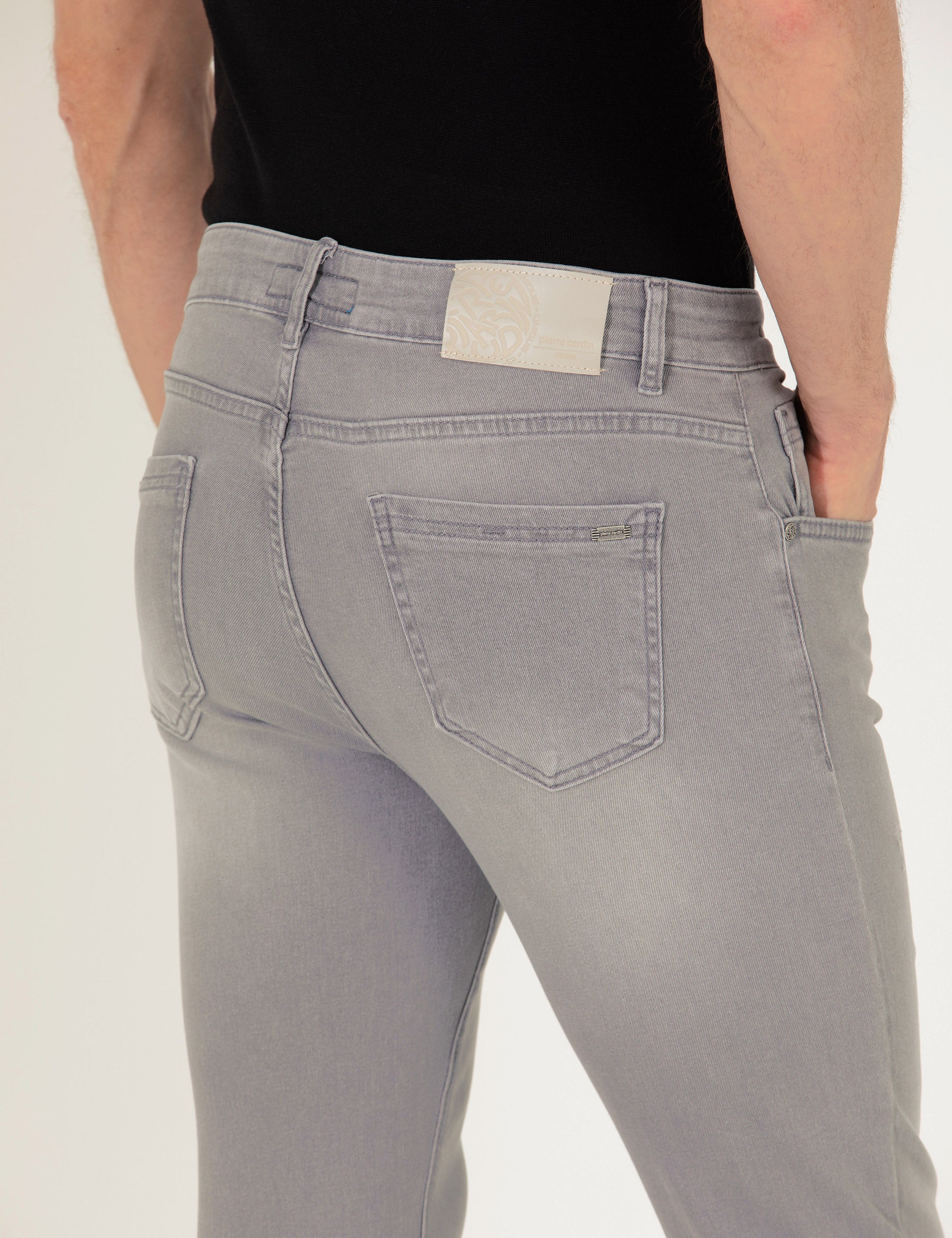 Açık Gri Slim Fit Jean Pantolon - Image 7