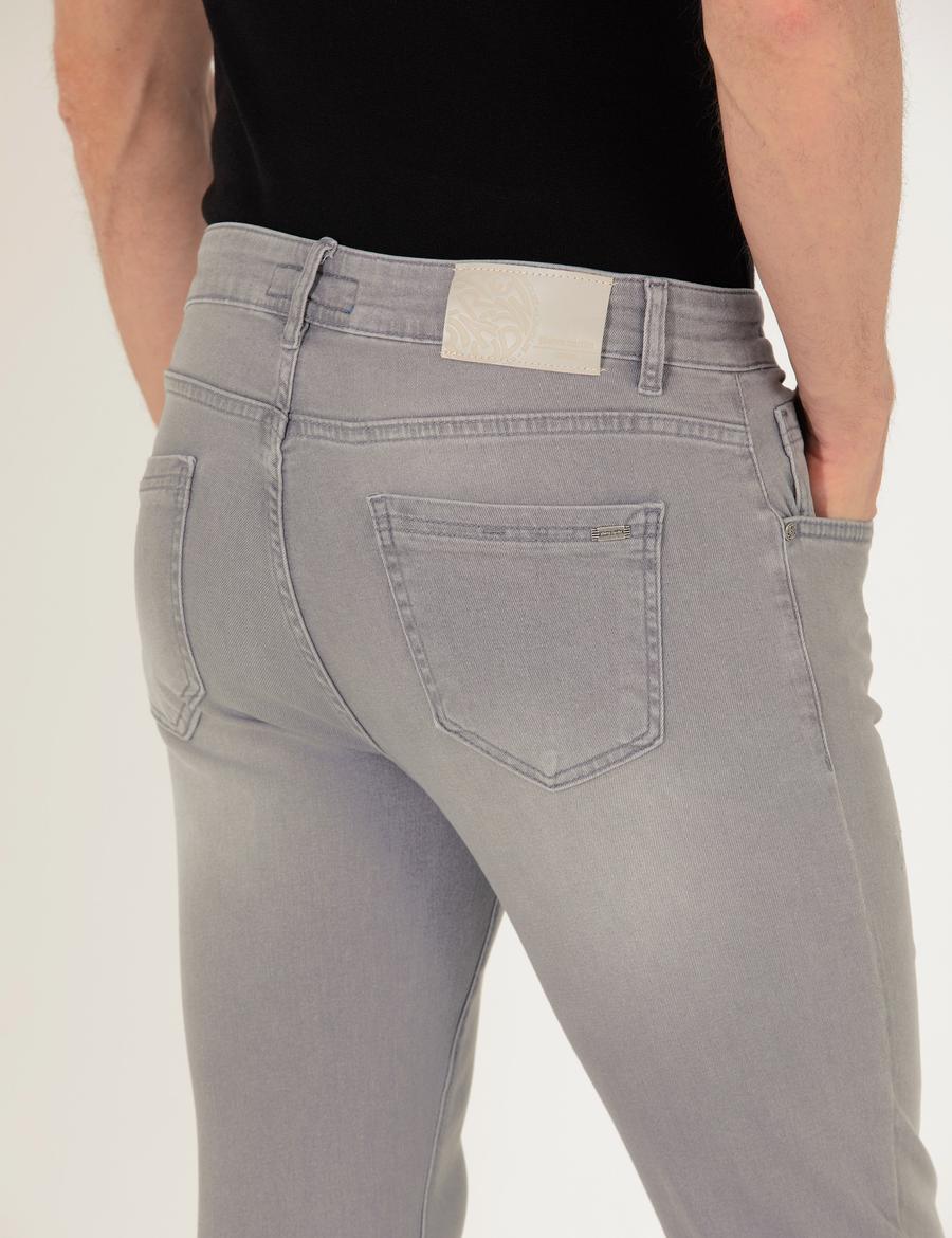 Açık Gri Slim Fit Jean Pantolon