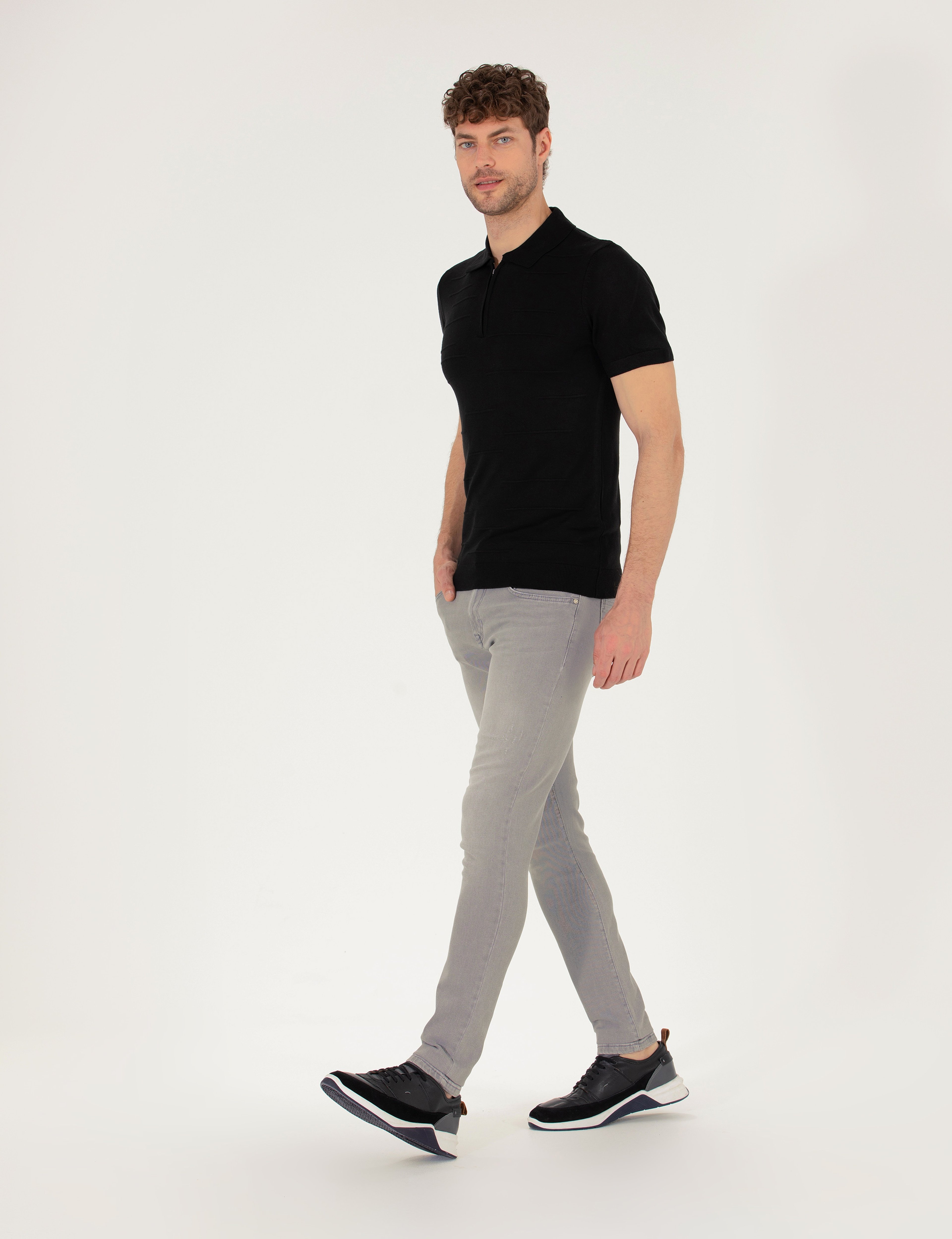 Açık Gri Slim Fit Jean Pantolon
