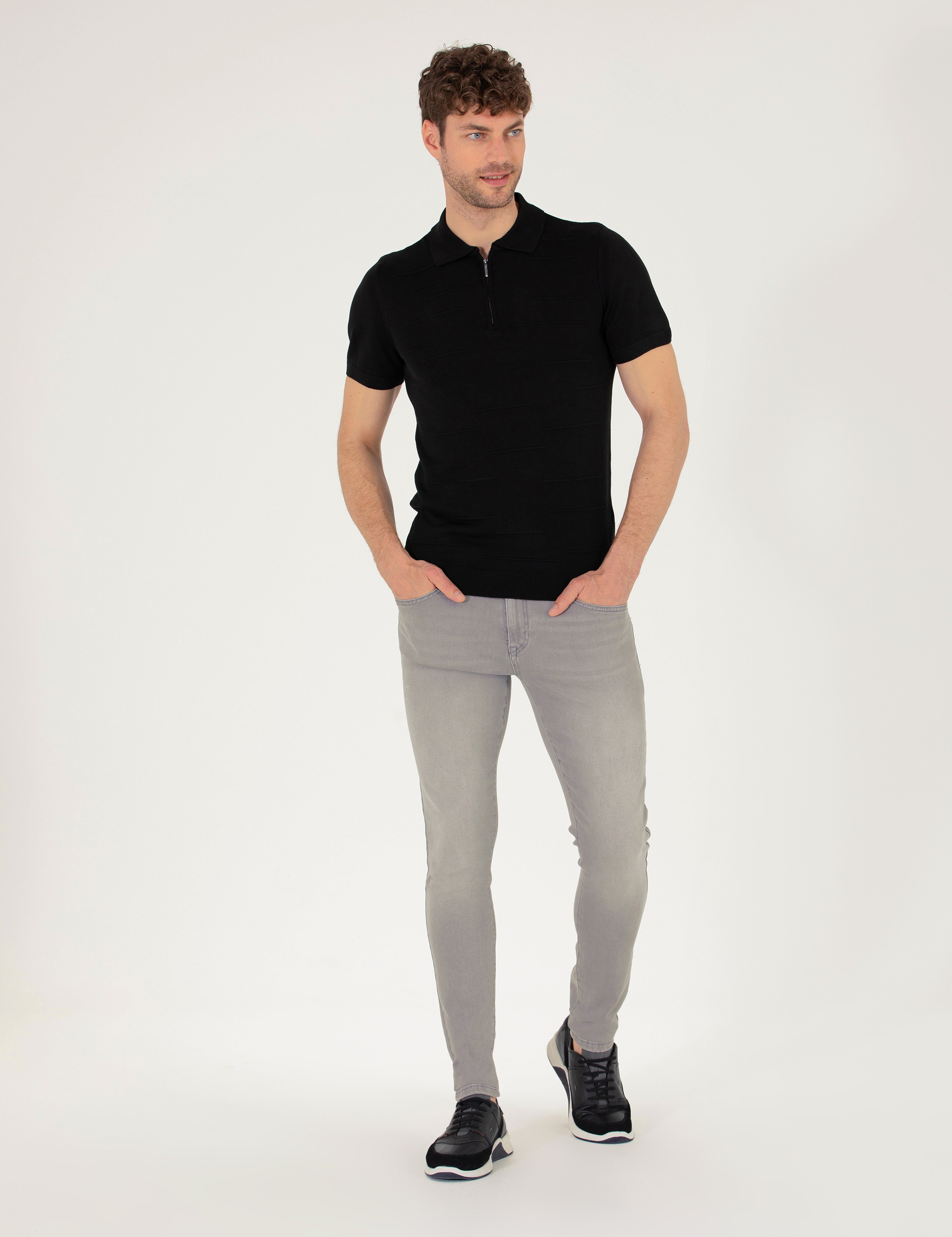 Açık Gri Slim Fit Jean Pantolon - Image 1