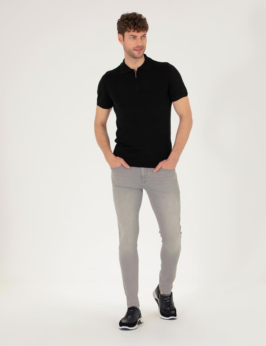 Açık Gri Slim Fit Jean Pantolon