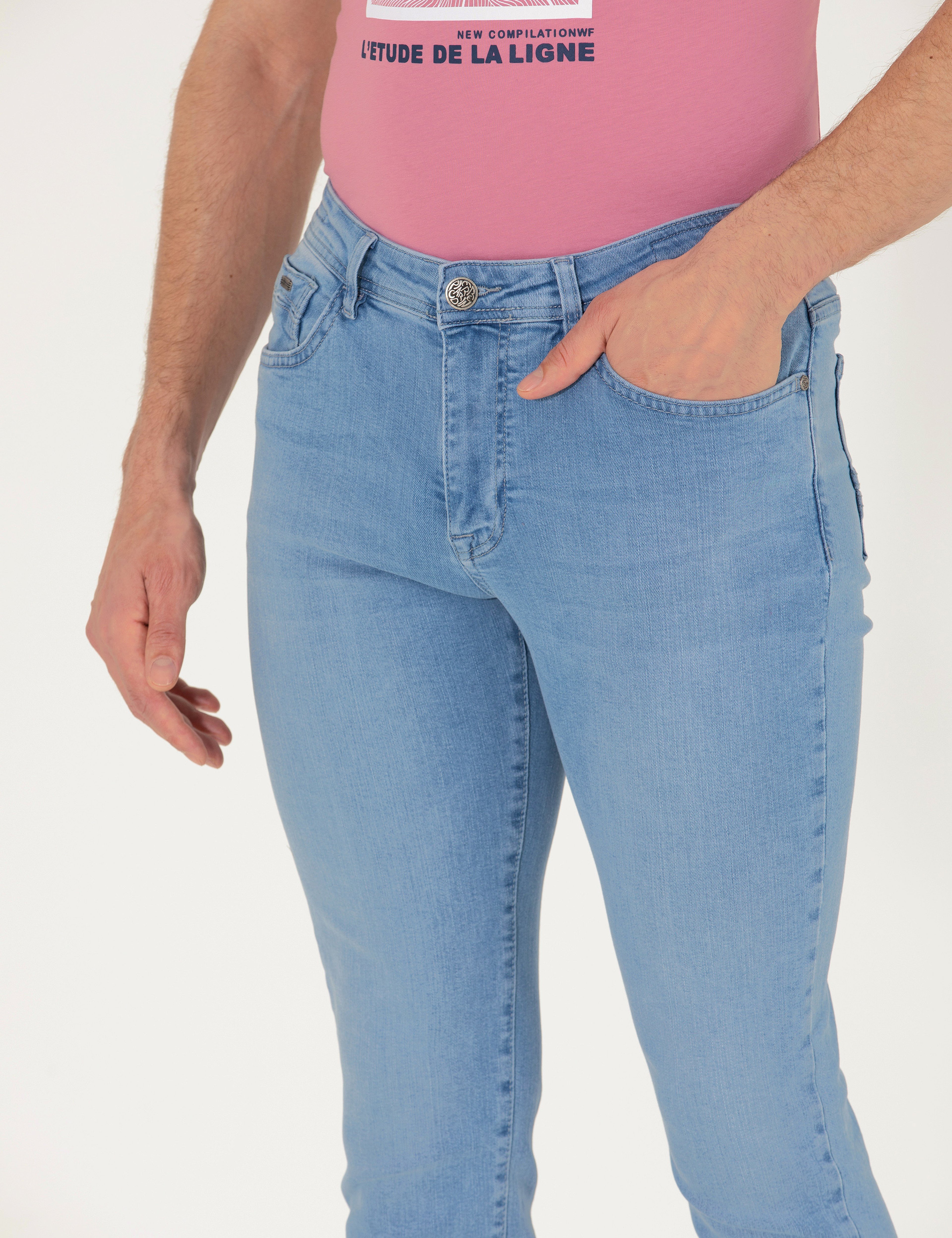 Açık Mavi Slim Fit Jean Pantolon - Image 5