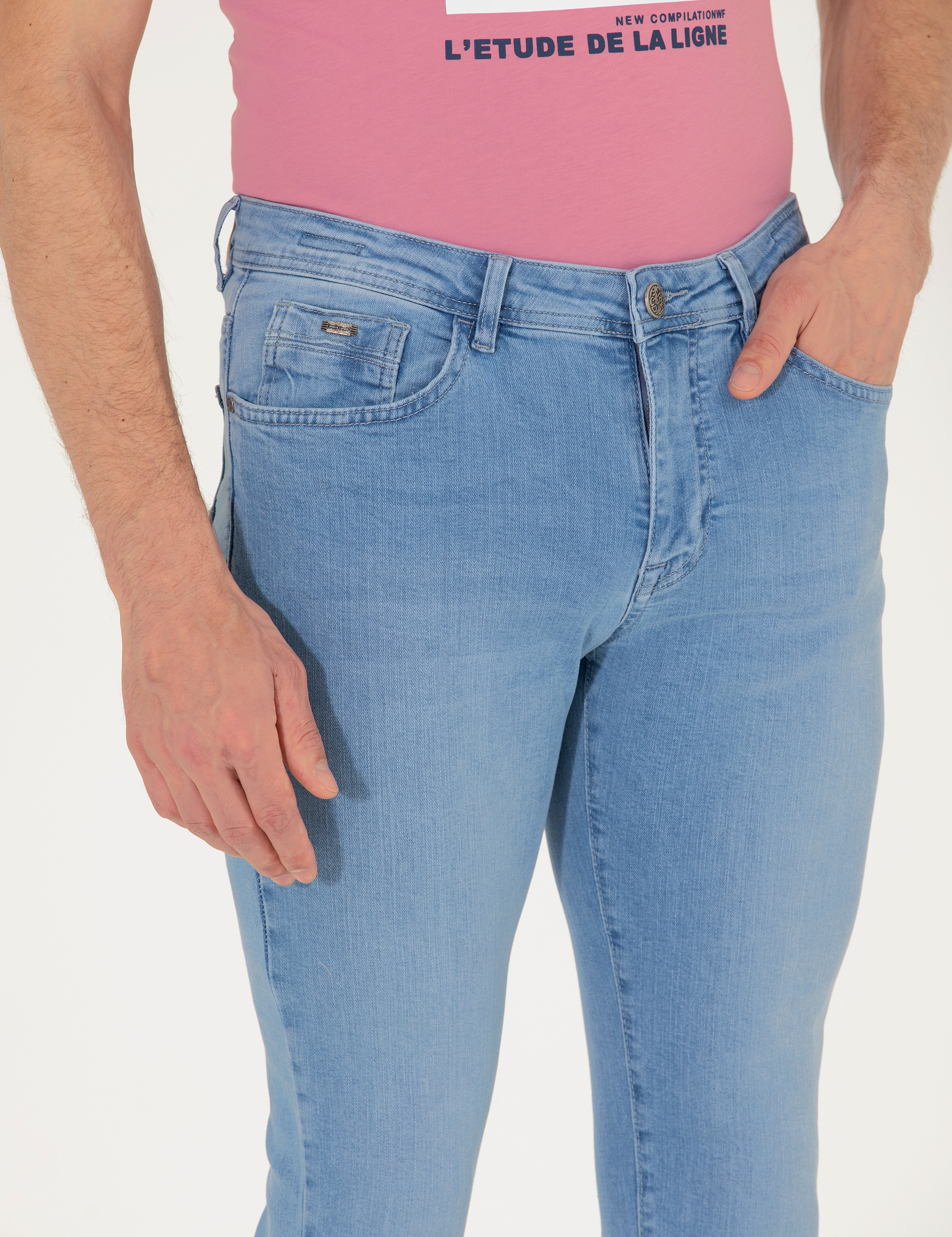Açık Mavi Slim Fit Jean Pantolon - Image 6