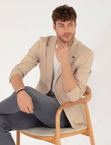 Bej Ekstra Slim Fit Blazer Ceket