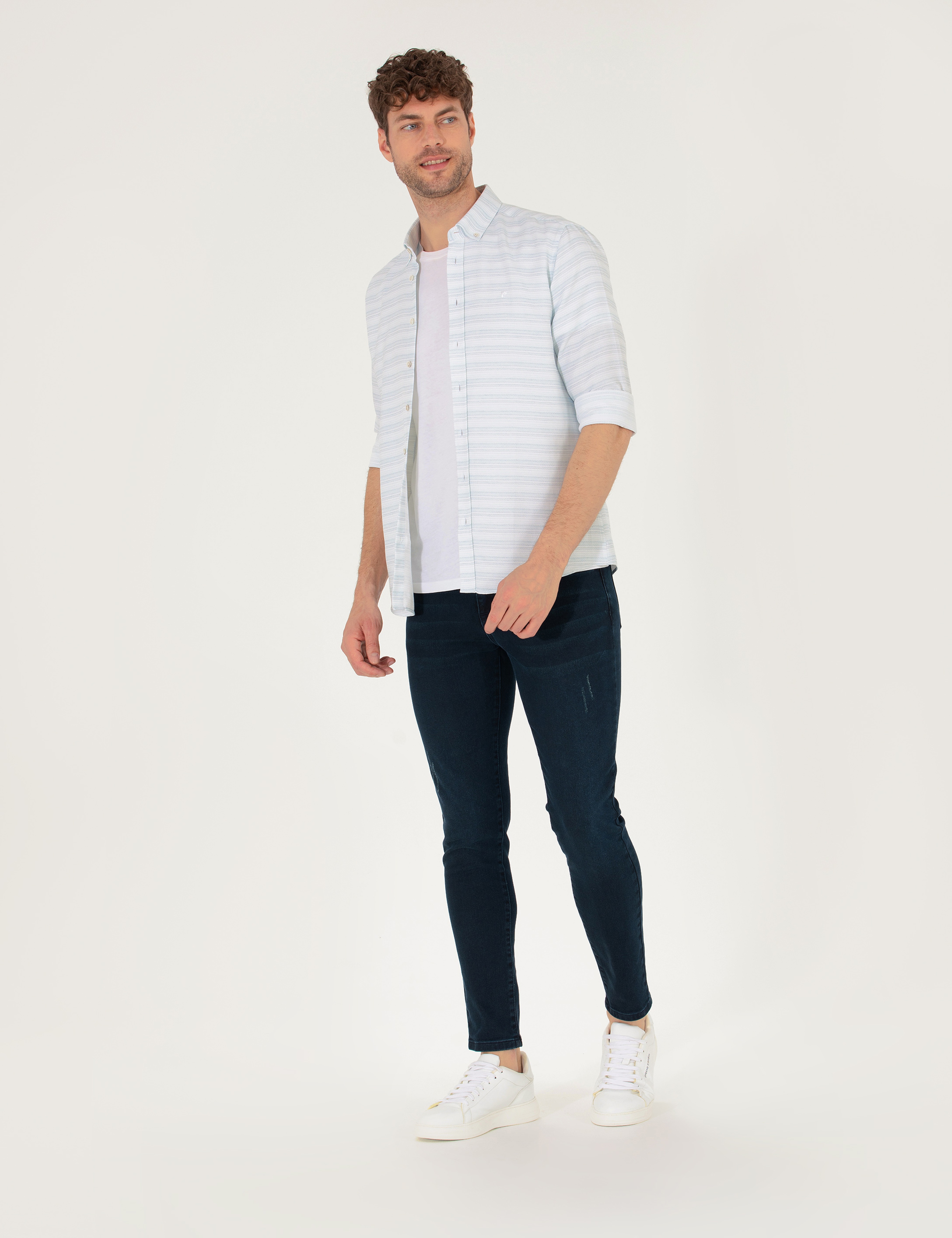 Koyu Lacivert Slim Fit Jean Pantolon