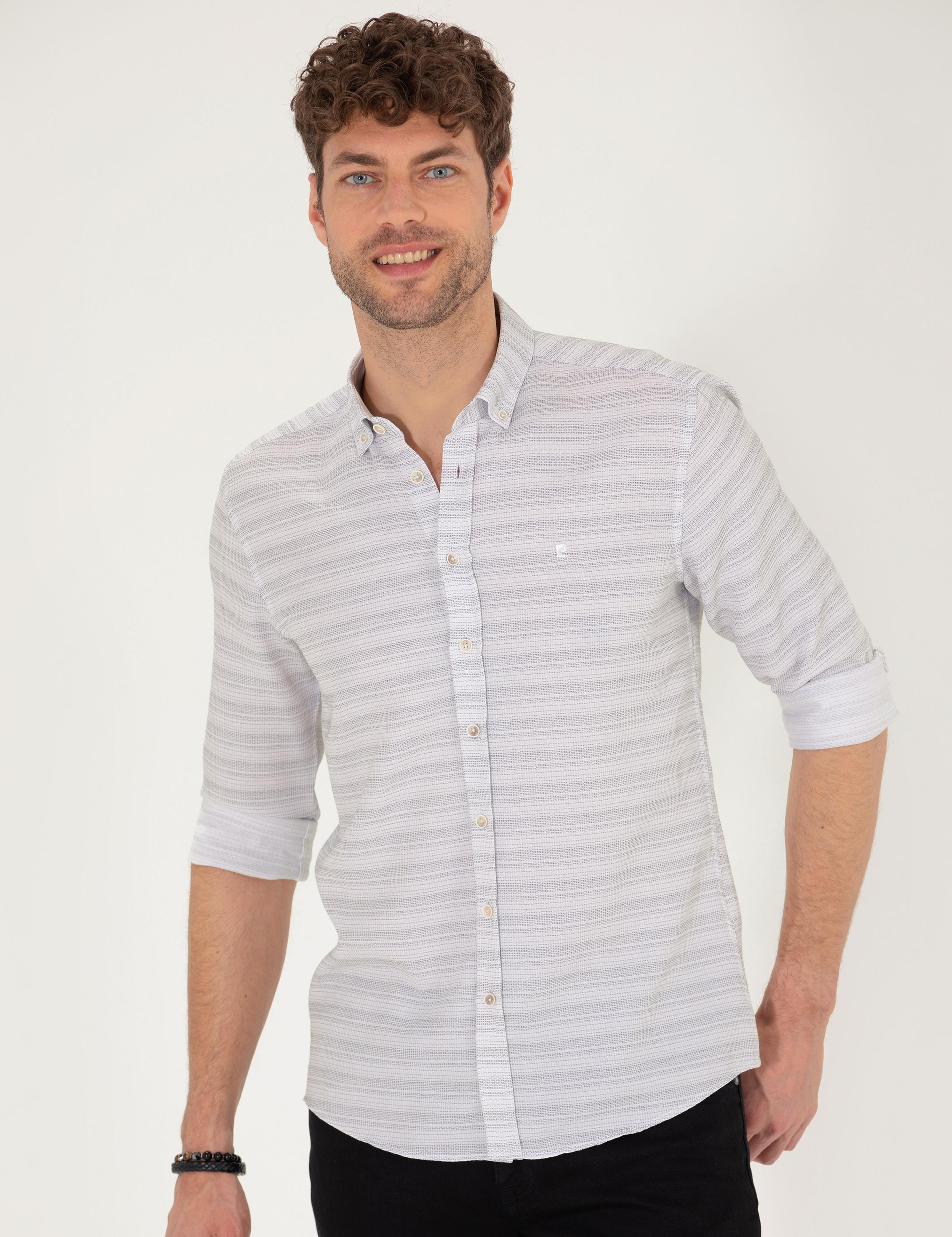 Antrasit Slim Fit Uzun Kollu Gömlek