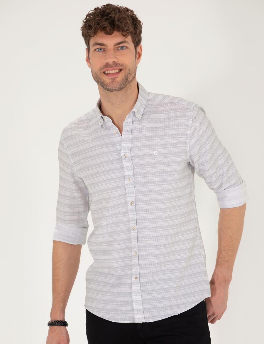 Antrasit Slim Fit Uzun Kollu Gömlek