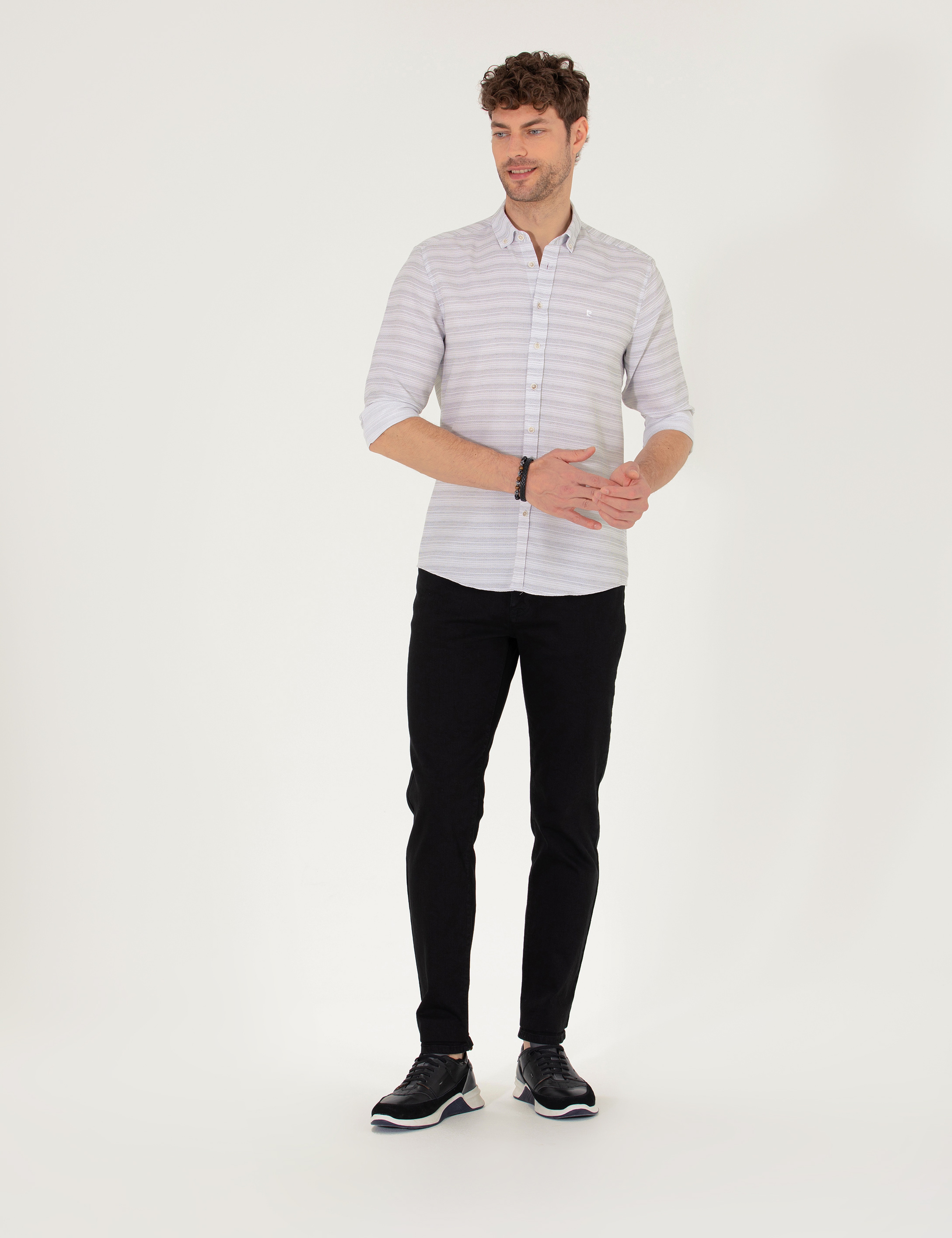 Antrasit Slim Fit Uzun Kollu Gömlek - Image 4