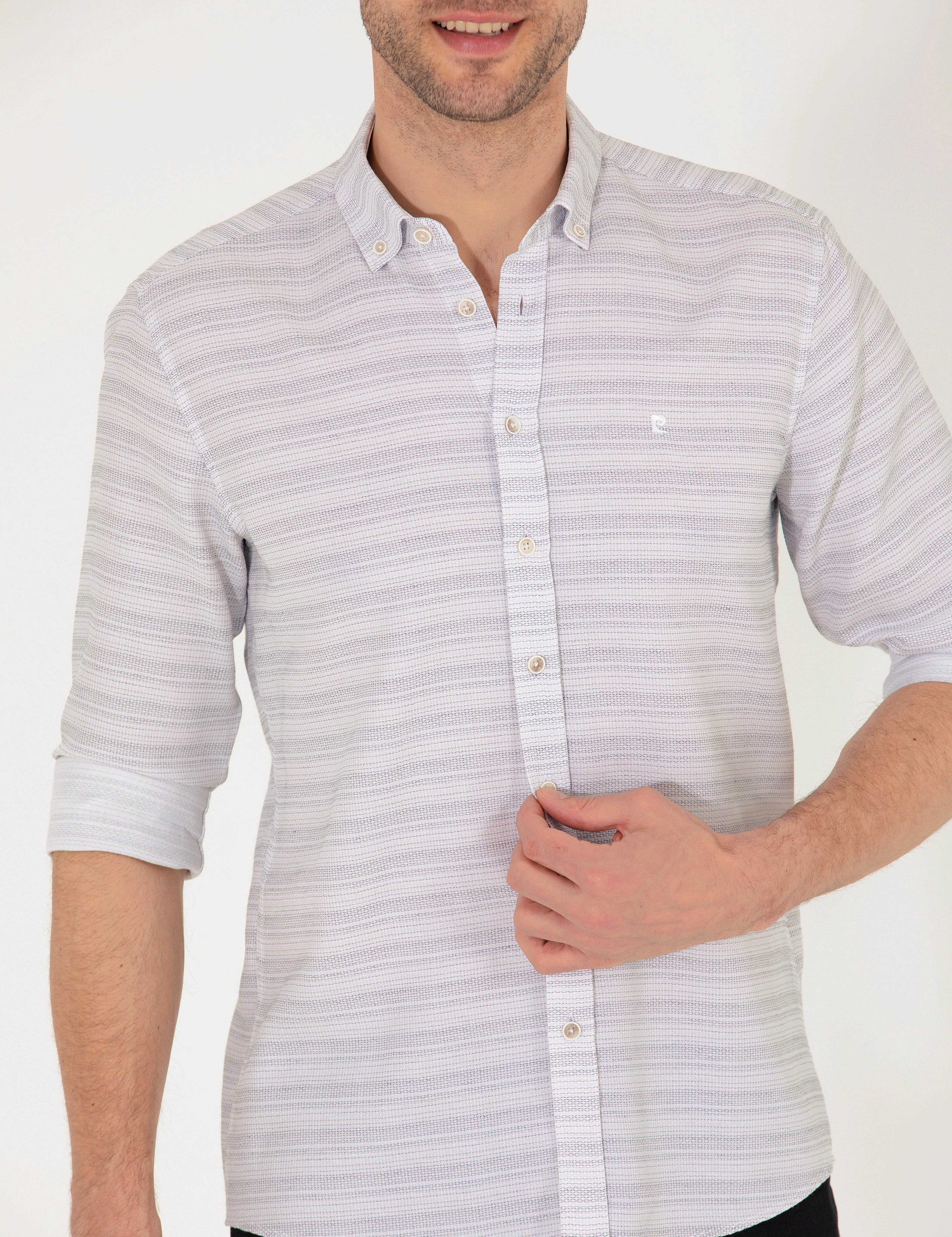 Antrasit Slim Fit Uzun Kollu Gömlek