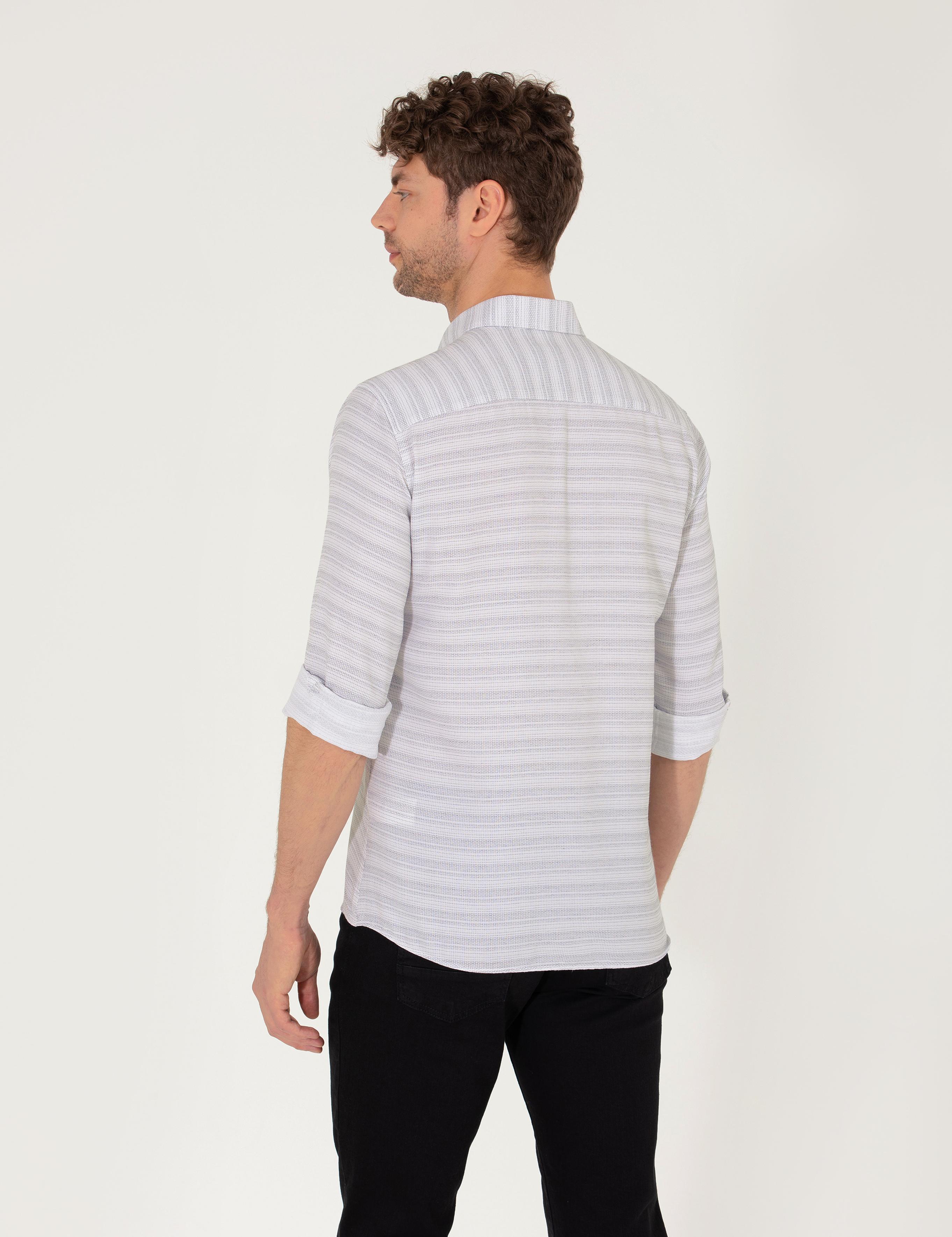 Antrasit Slim Fit Uzun Kollu Gömlek