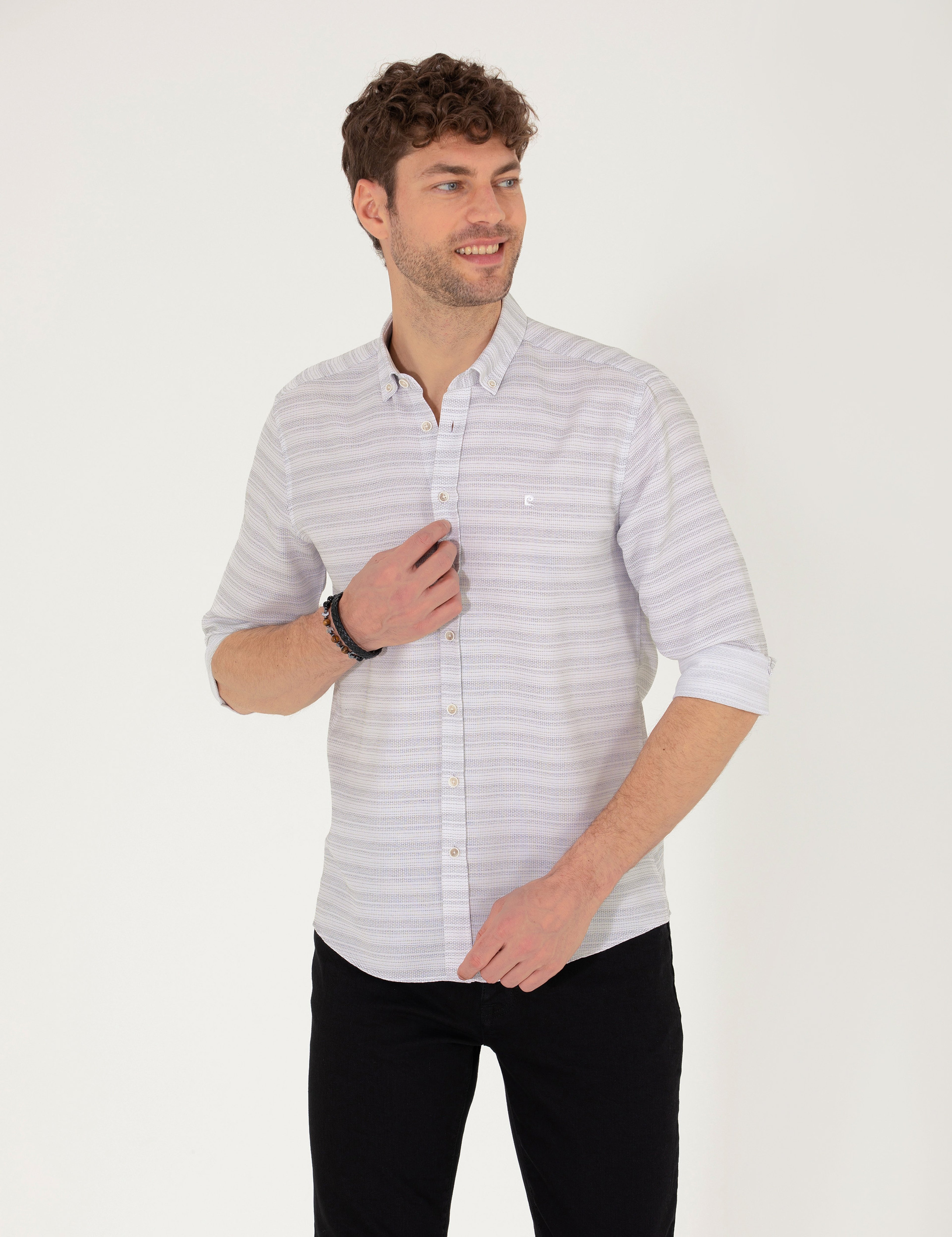 Antrasit Slim Fit Uzun Kollu Gömlek - Image 1