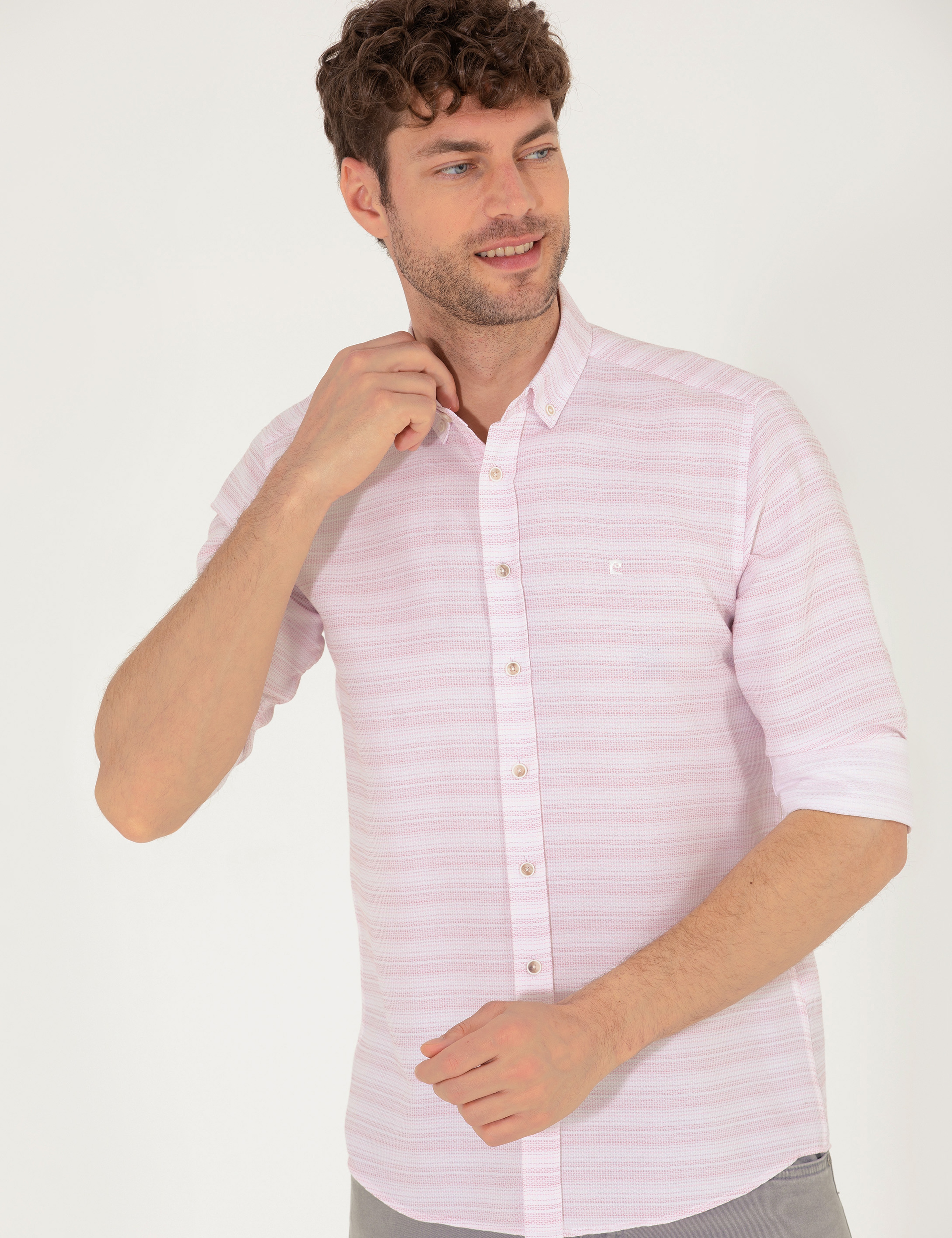 Gül Kurusu Slim Fit Uzun Kollu Gömlek - Image 2