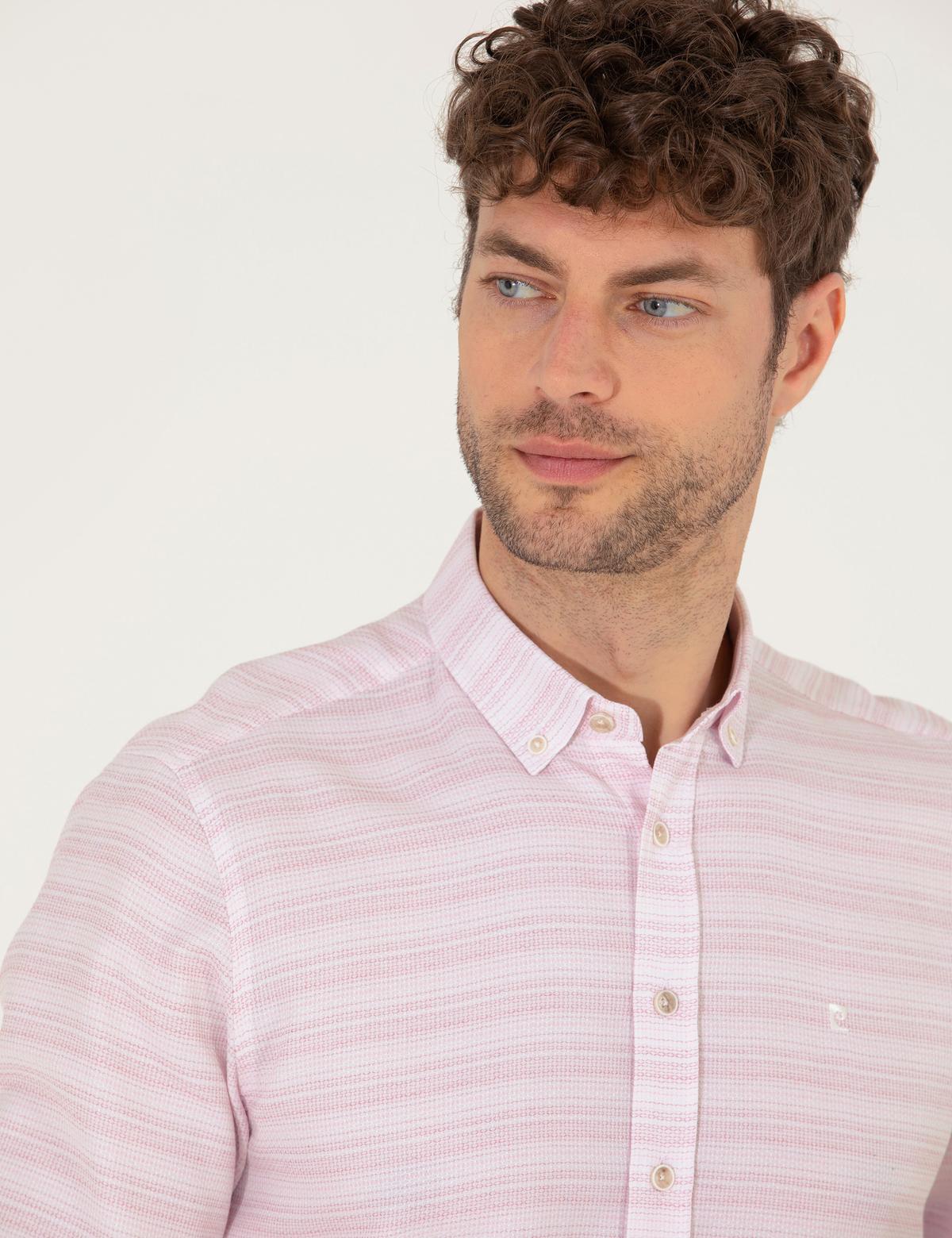 Gül Kurusu Slim Fit Uzun Kollu Gömlek - 50267994029