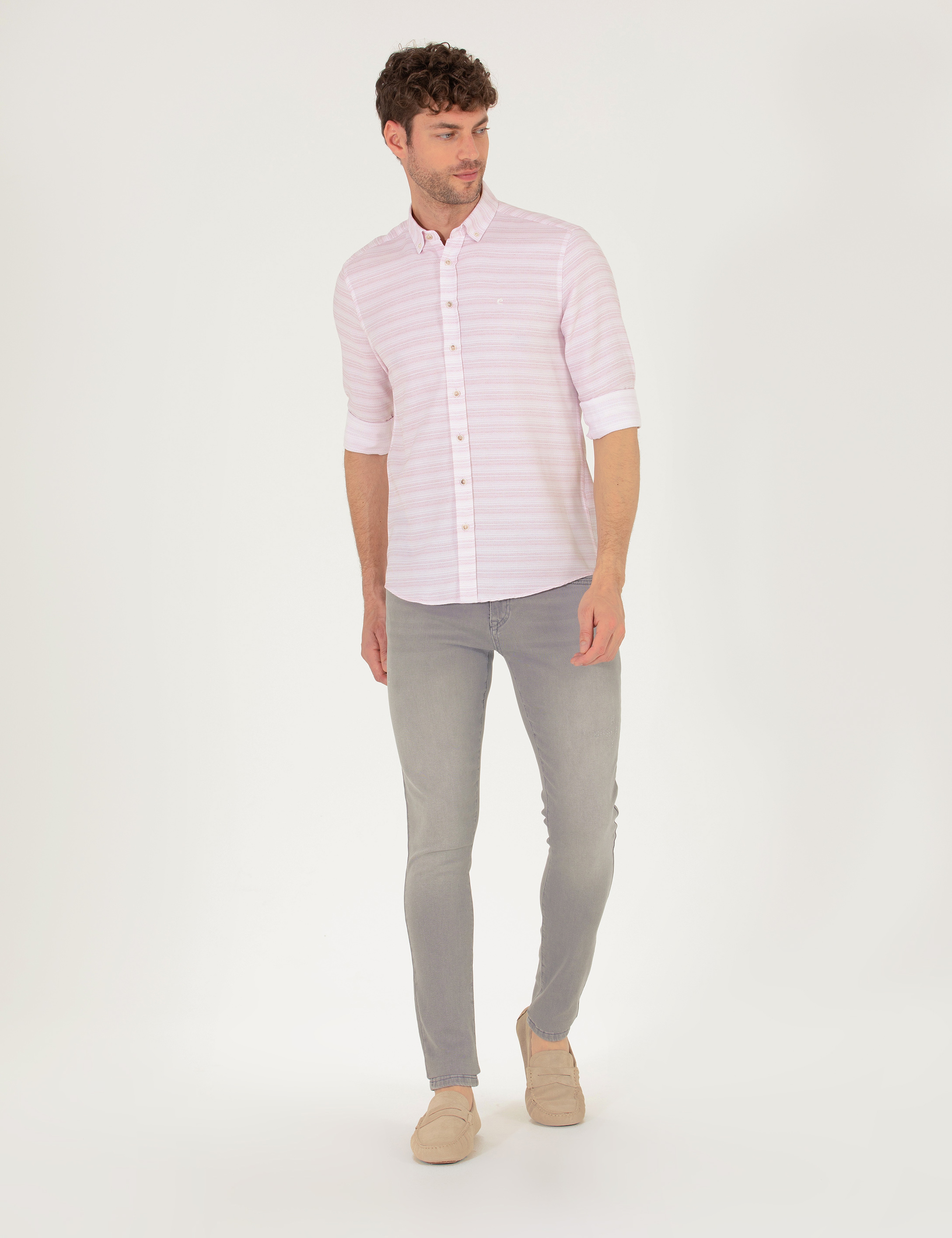 Gül Kurusu Slim Fit Uzun Kollu Gömlek