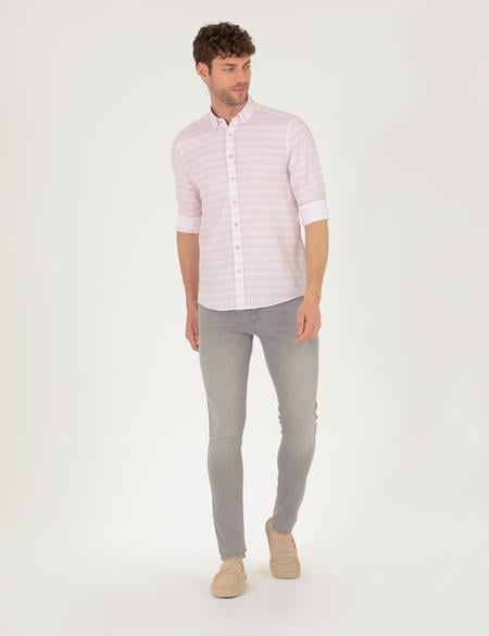 Gül Kurusu Slim Fit Uzun Kollu Gömlek - 50267994029