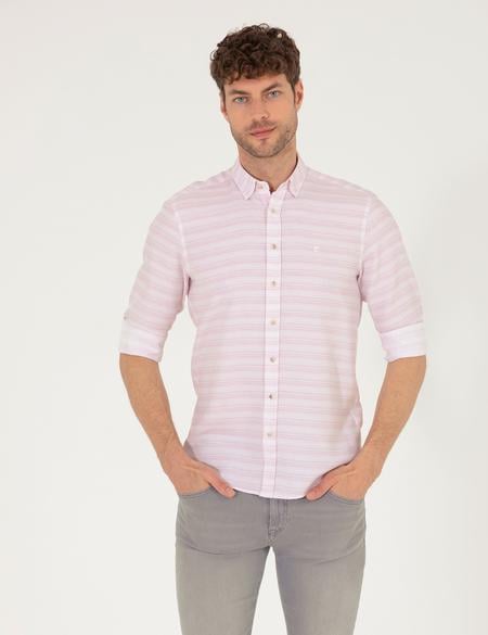 Gül Kurusu Slim Fit Uzun Kollu Gömlek - 50267994029