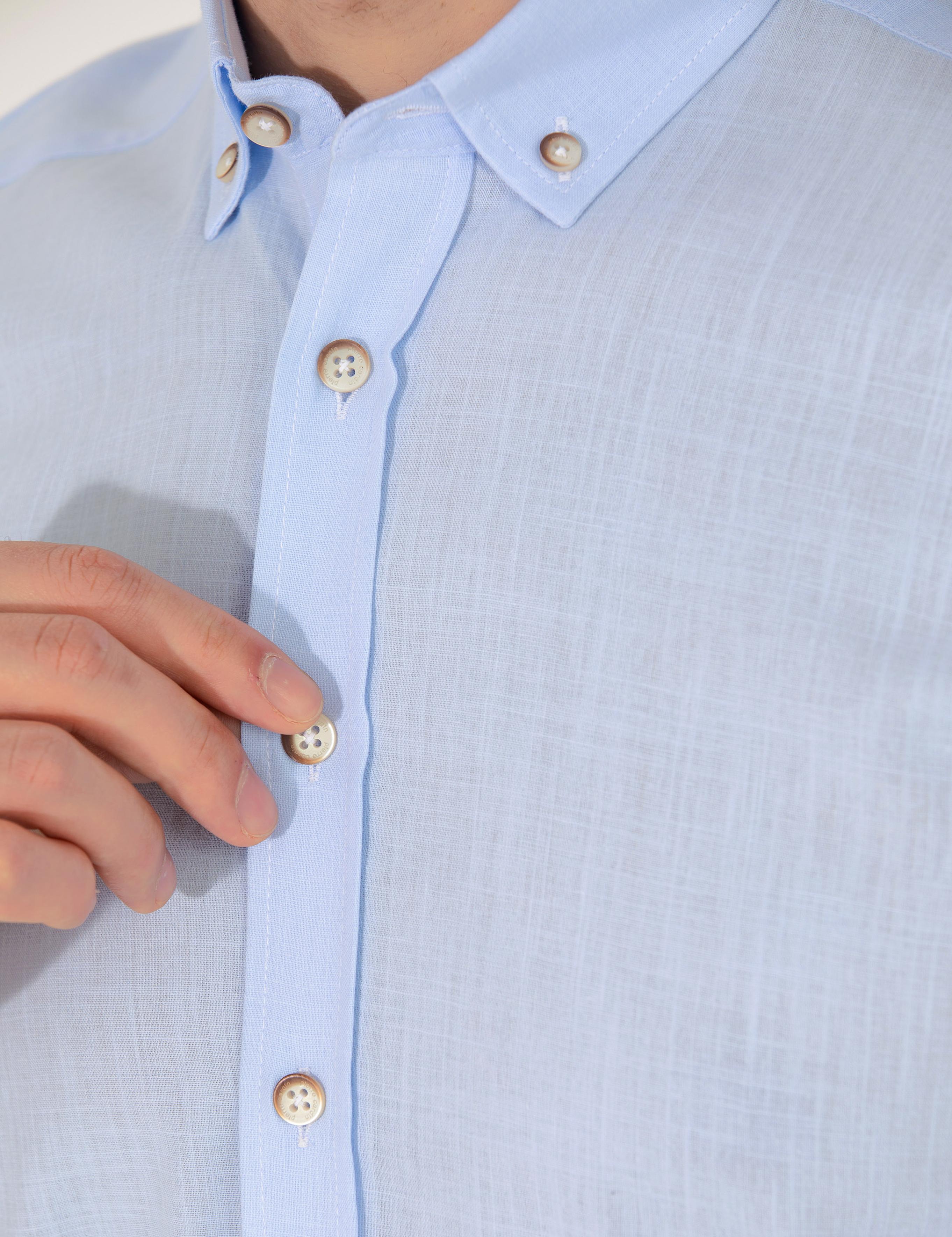 Açık Mavi Slim Fit Uzun Kollu Gömlek