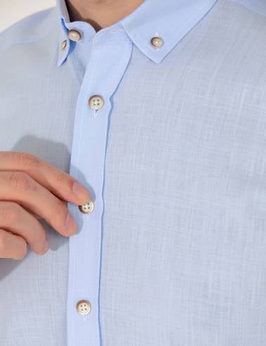 Açık Mavi Slim Fit Uzun Kollu Gömlek
