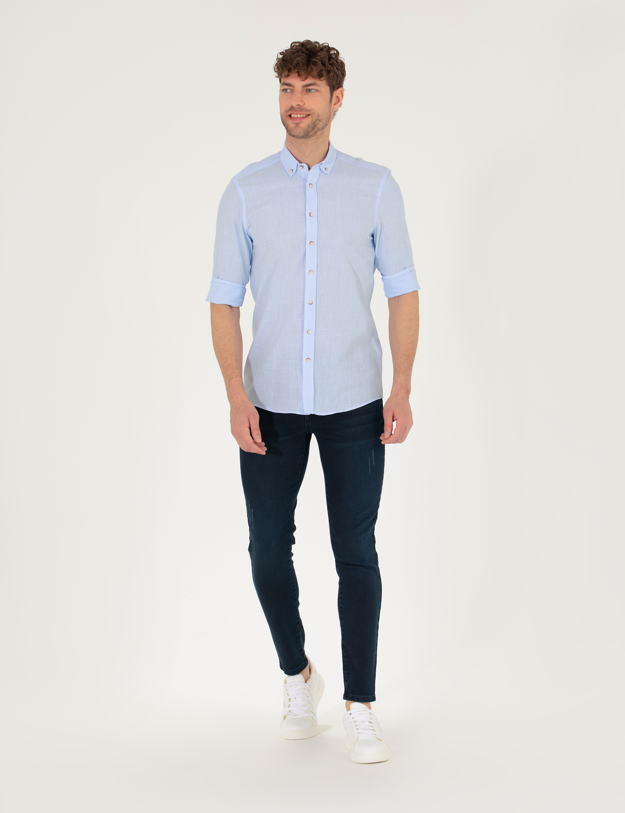 Pierre Cardin Açık Mavi Slim Fit Uzun Kollu Gömlek görsel 4