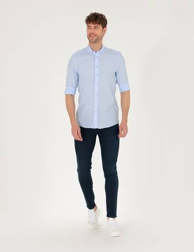 Açık Mavi Slim Fit Uzun Kollu Gömlek