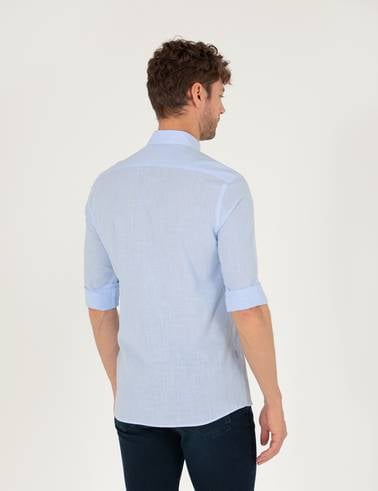 Açık Mavi Slim Fit Uzun Kollu Gömlek