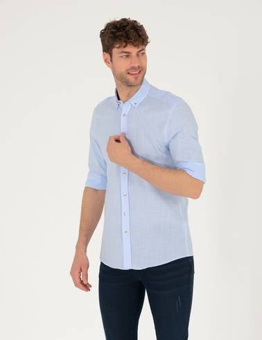 Açık Mavi Slim Fit Uzun Kollu Gömlek