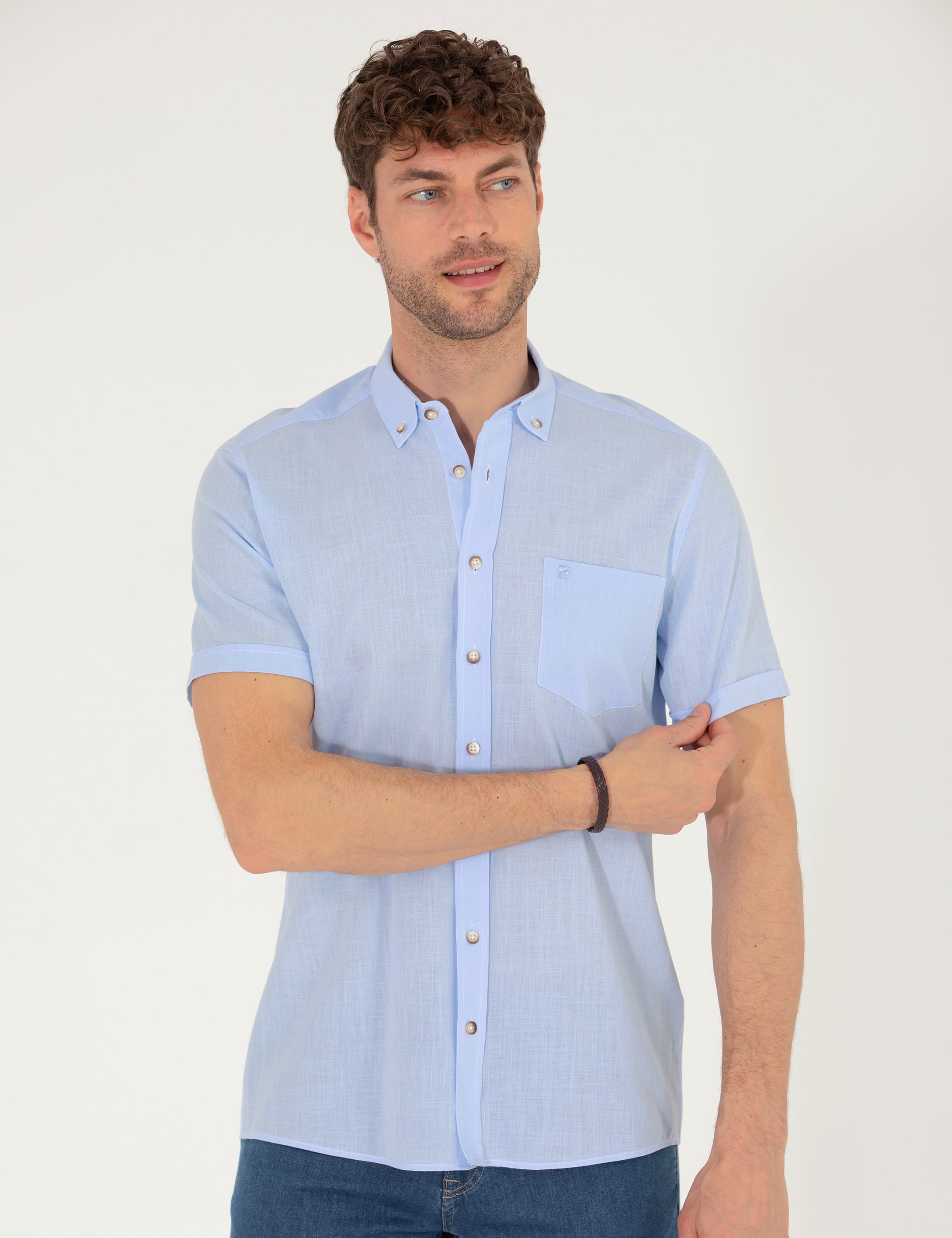Pierre Cardin Açık Mavi Regular Fit Kısa Kollu Gömlek görsel 2