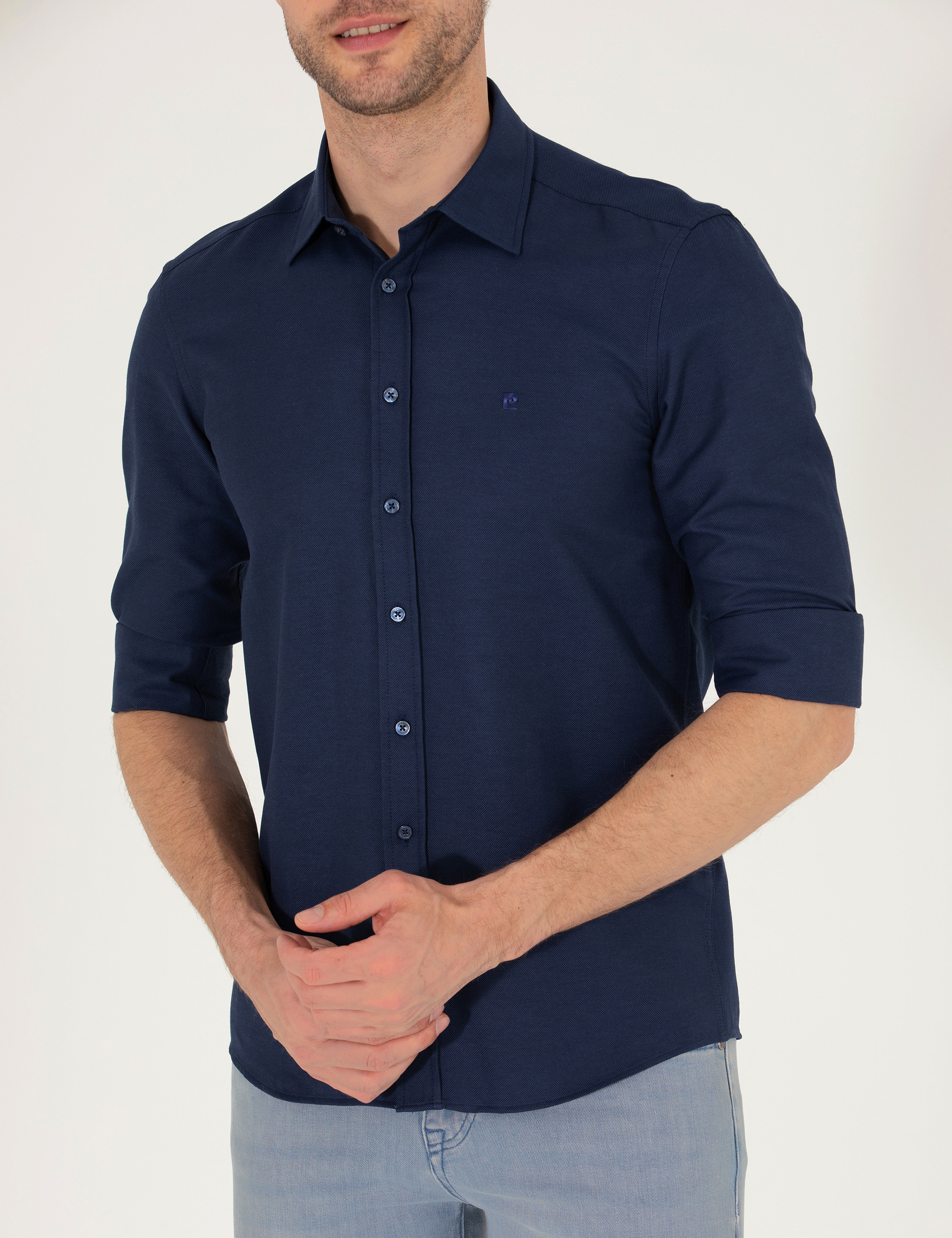 Lacivert Slim Fit Oxford Gömlek - Image 6