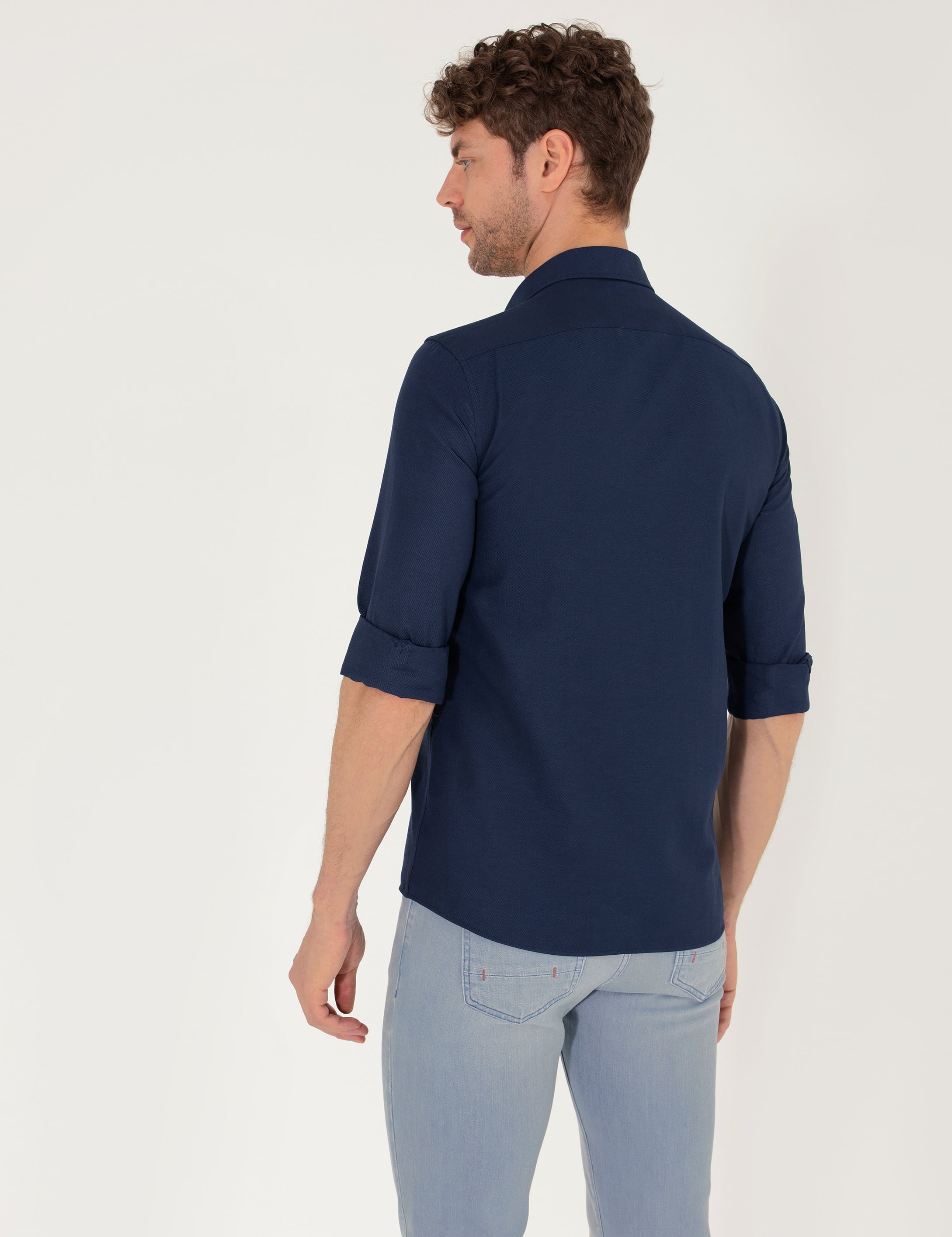 Lacivert Slim Fit Oxford Gömlek