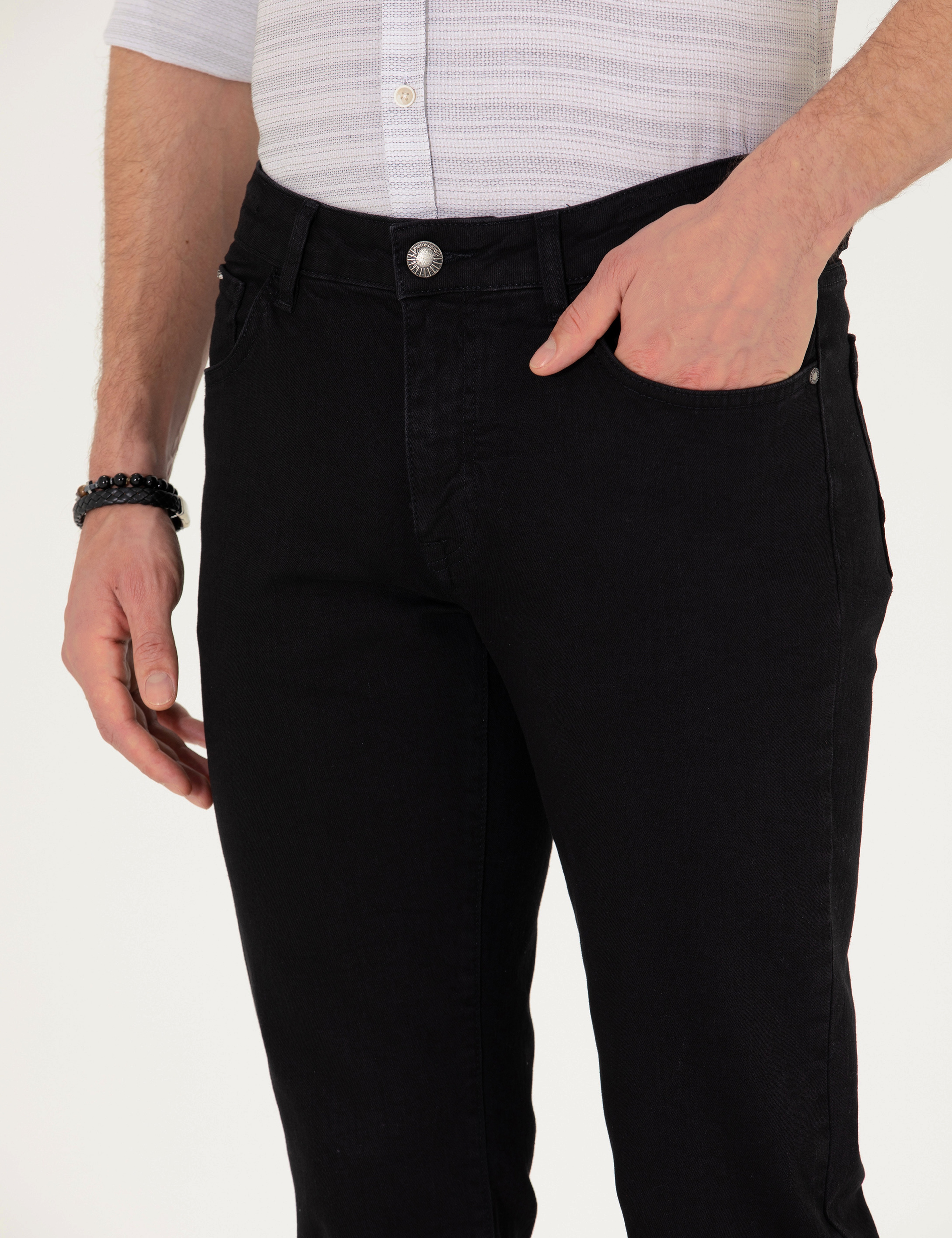 Siyah Straight Fit Jean Pantolon - Image 5