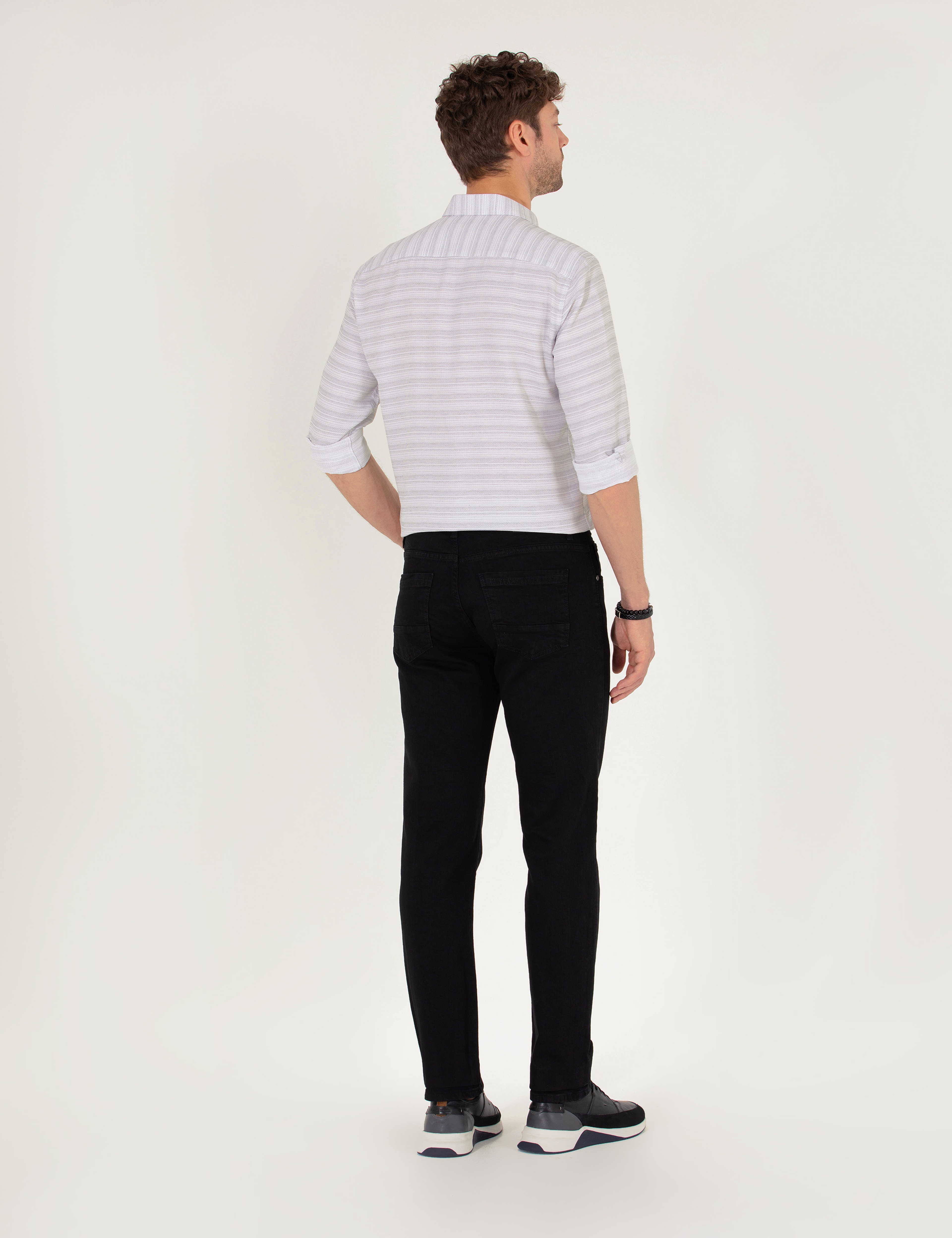 Siyah Straight Fit Jean Pantolon - Image 4