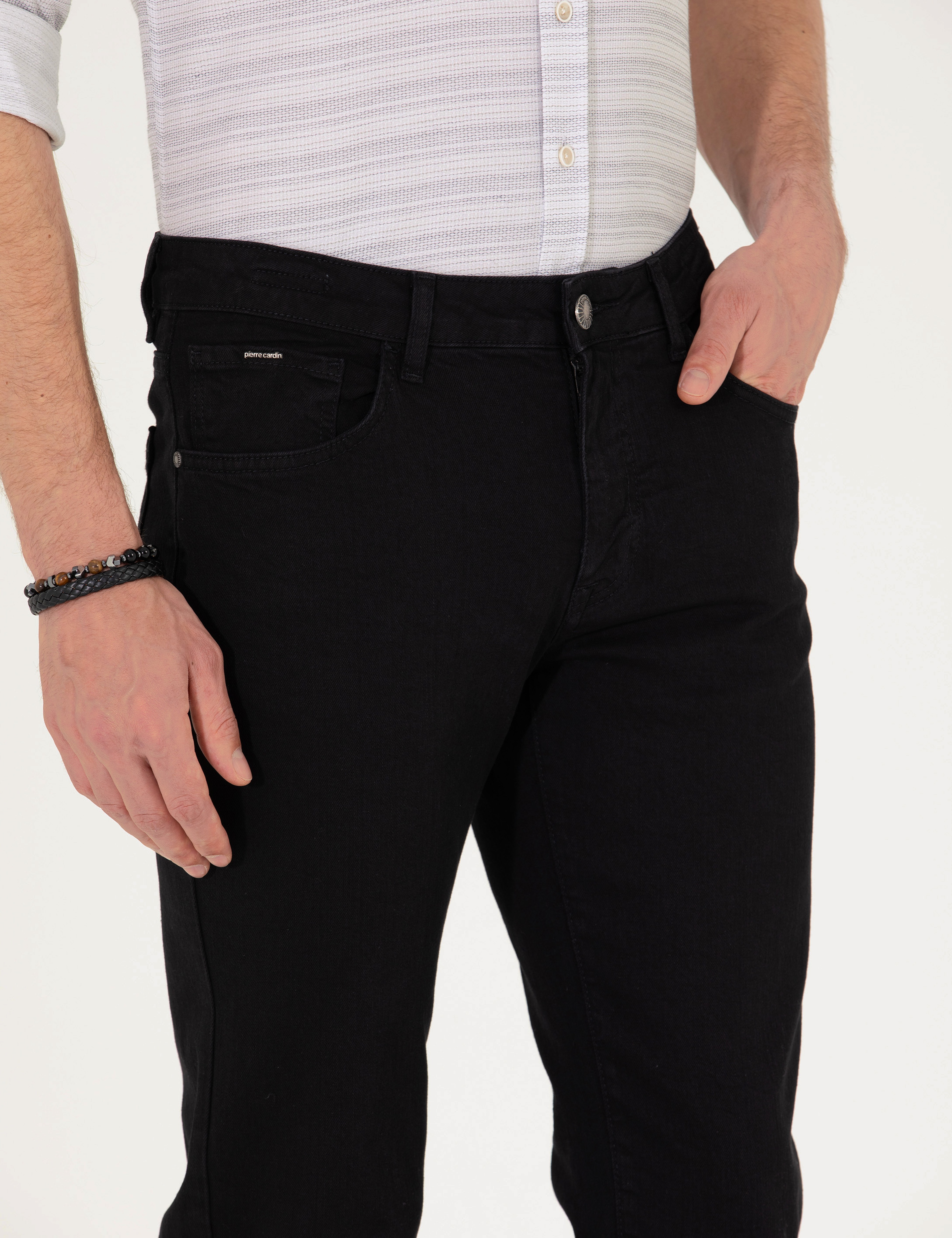 Siyah Straight Fit Jean Pantolon - Image 6