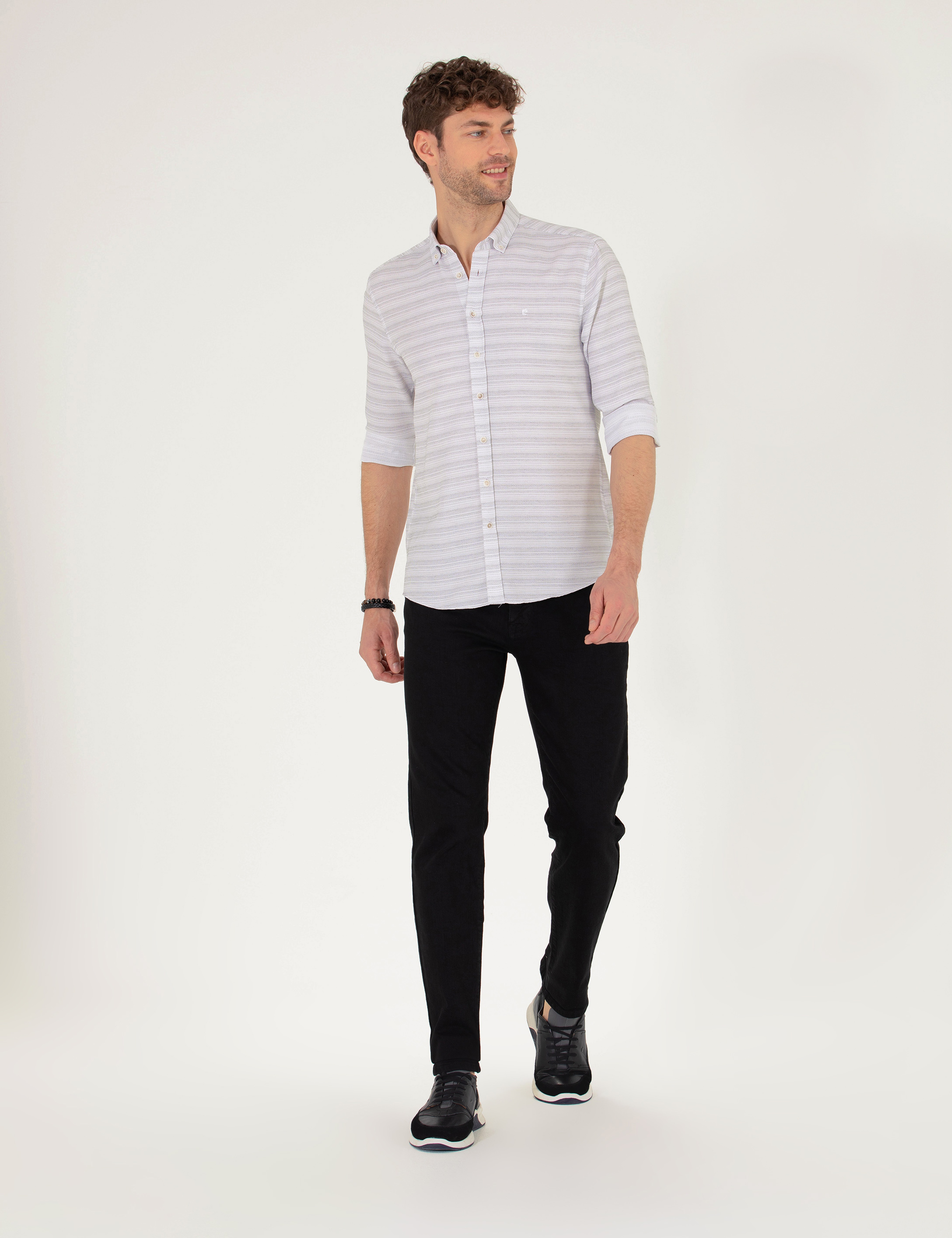 Siyah Straight Fit Jean Pantolon - Image 1