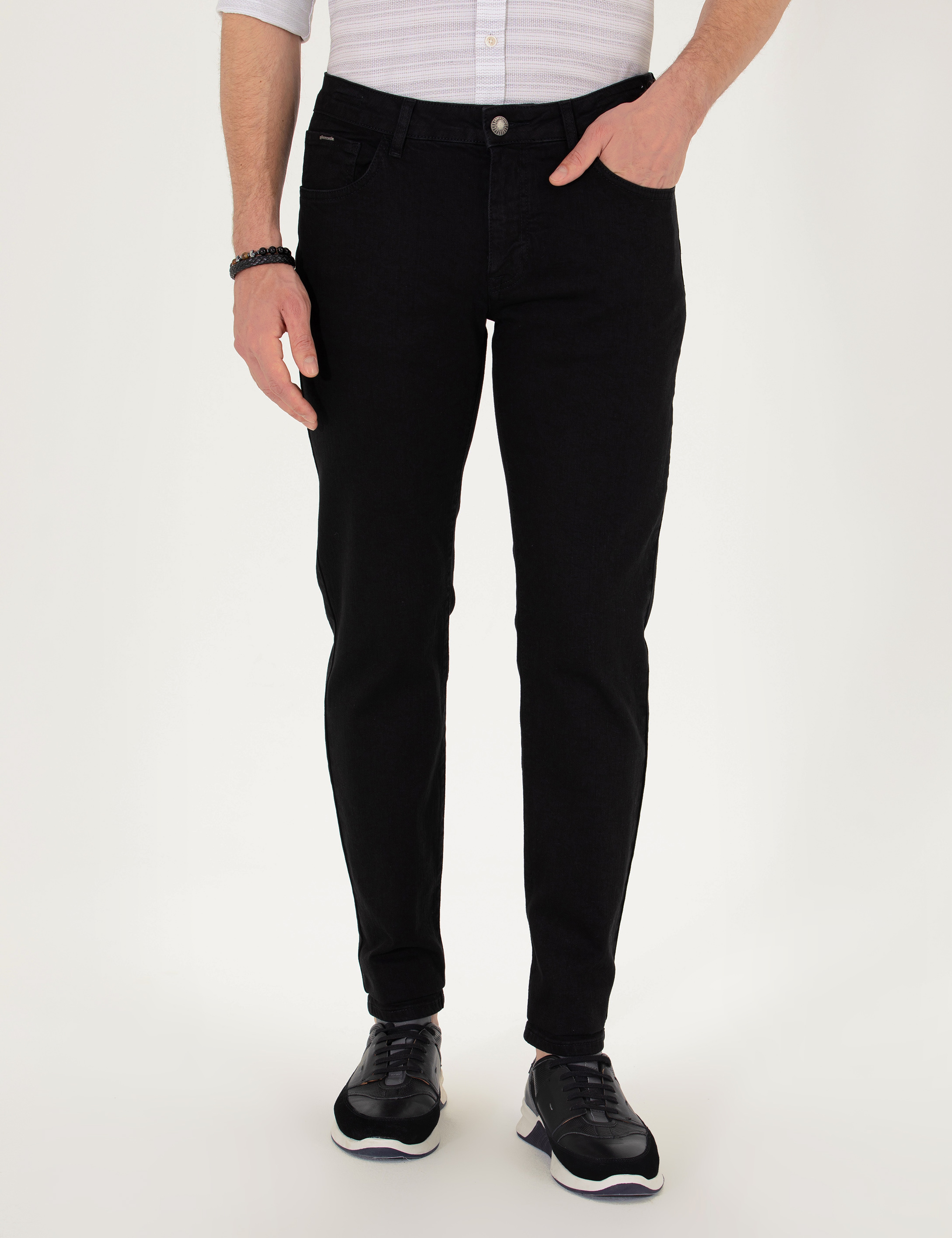 Siyah Straight Fit Jean Pantolon - Image 2