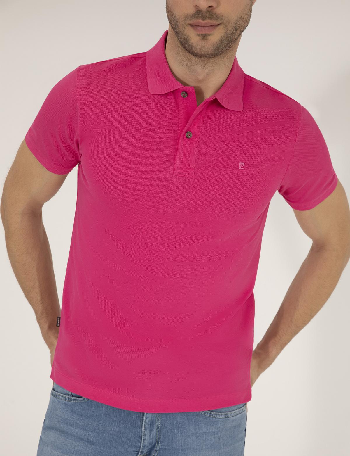 Pembe Slim Fit Polo Yaka Basic Tişört - 50262660159
