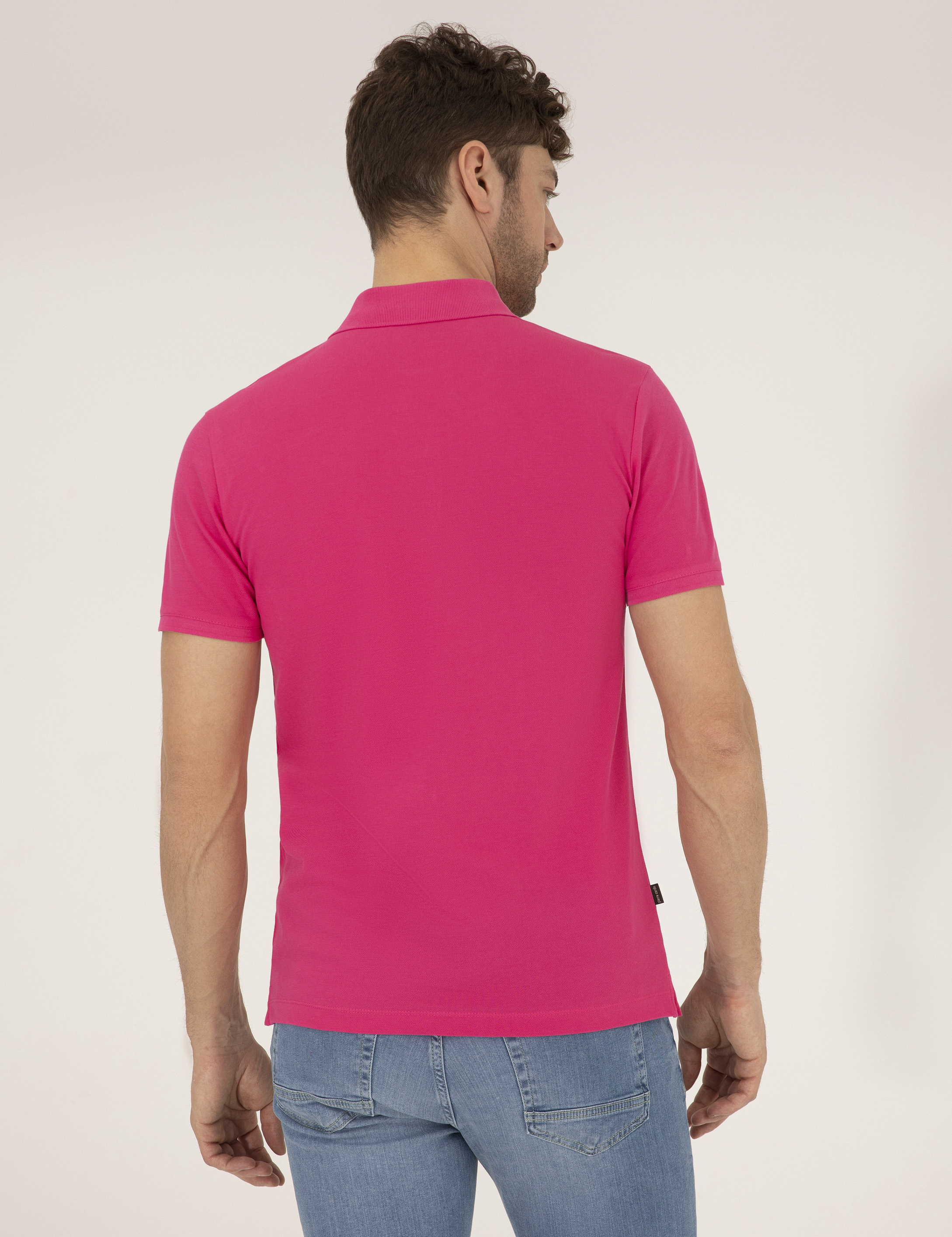 Pierre Cardin Pembe Slim Fit %100 Pamuk Düğmeli Polo Yaka Basic Tişört görsel 5