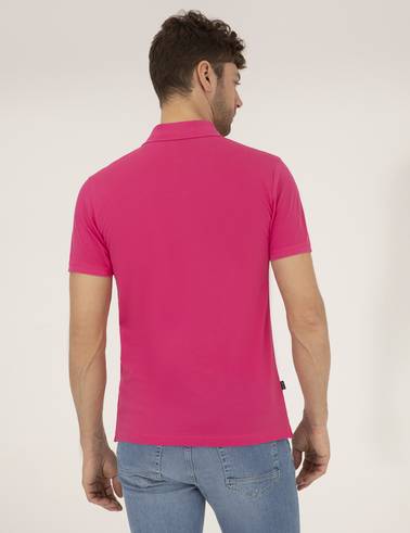 Pembe Slim Fit Polo Yaka Basic Tişört