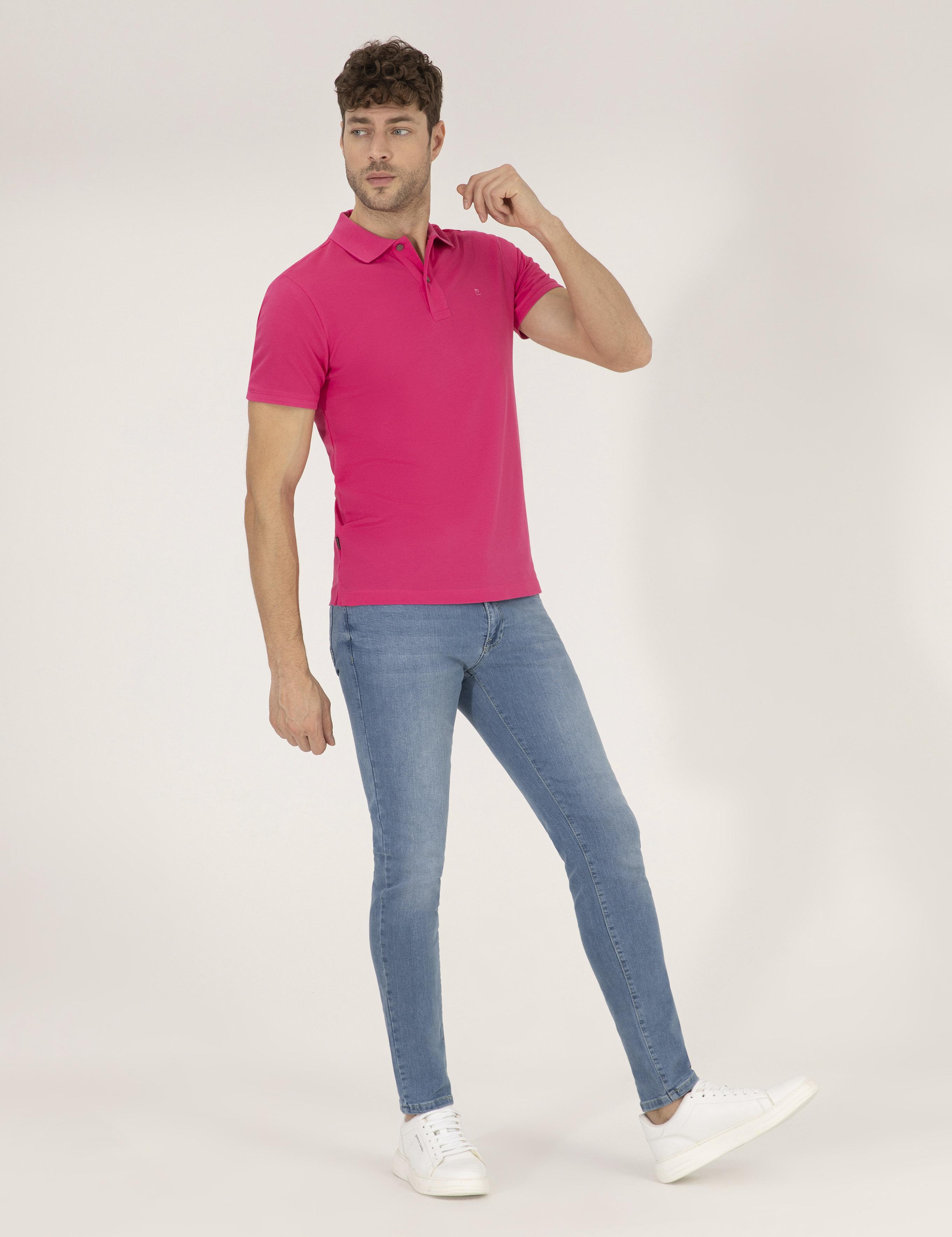 Pembe Slim Fit Polo Yaka Basic Tişört