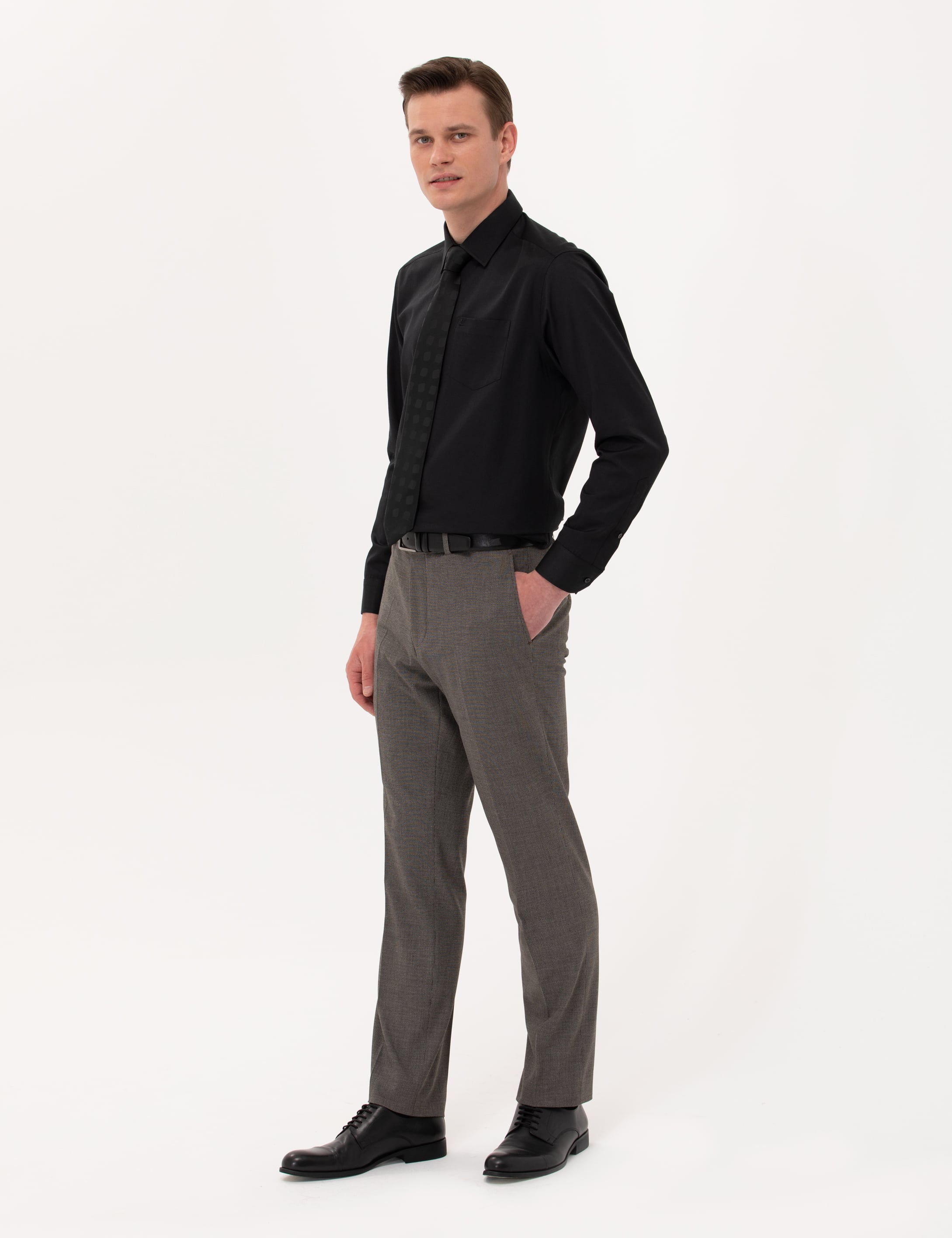 Kahverengi Slim Fit Kumaş Pantolon - Image 3