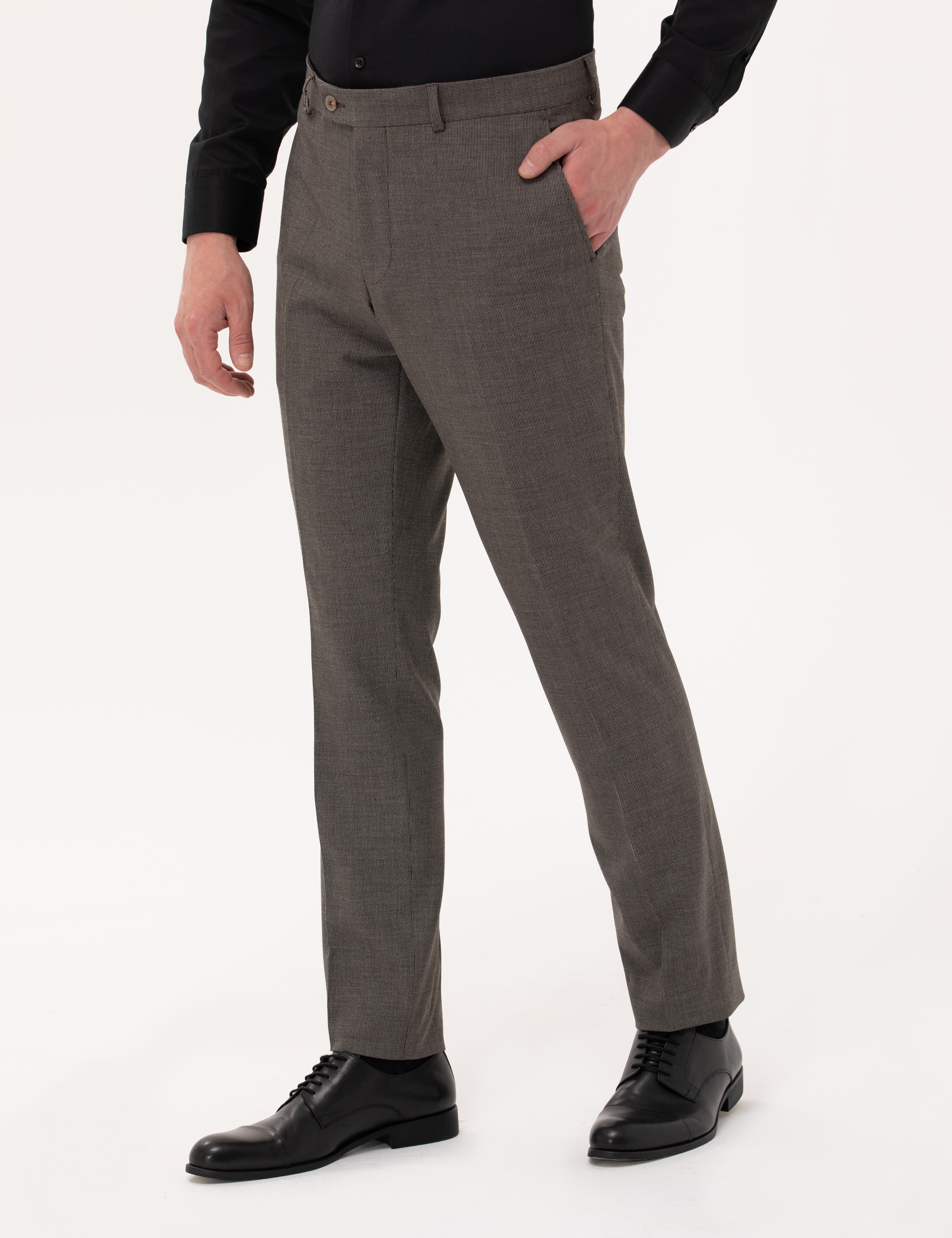 Kahverengi Slim Fit Kumaş Pantolon - Image 2