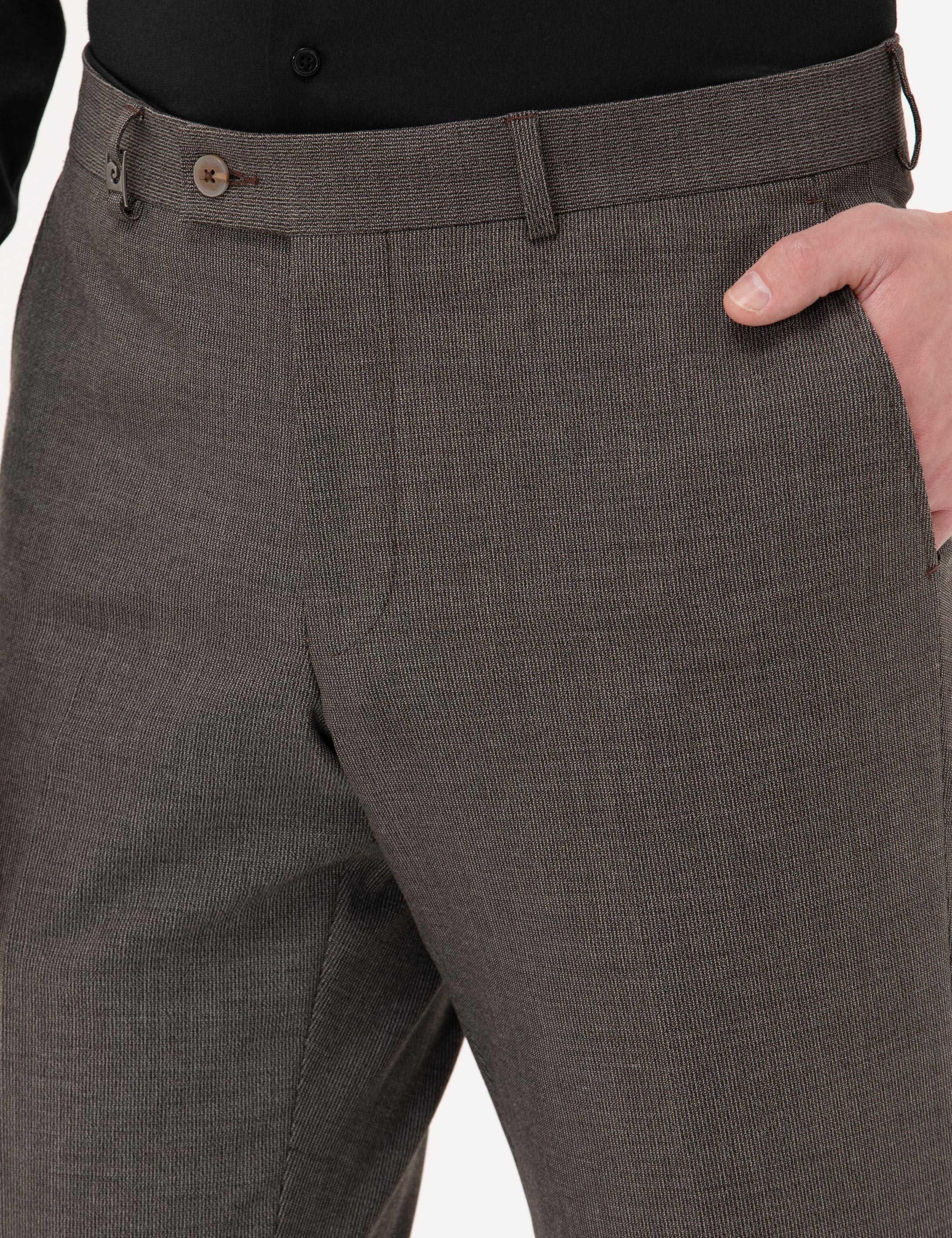 Kahverengi Slim Fit Kumaş Pantolon - Image 6