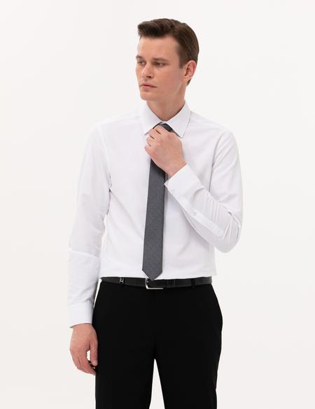 Beyaz Slim Fit Uzun Kollu Basic Gömlek - 50277786016