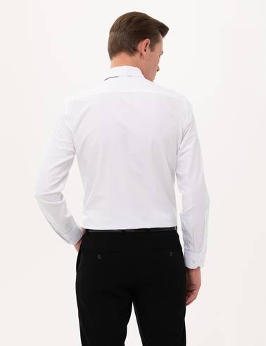 Beyaz Slim Fit Uzun Kollu Basic Gömlek