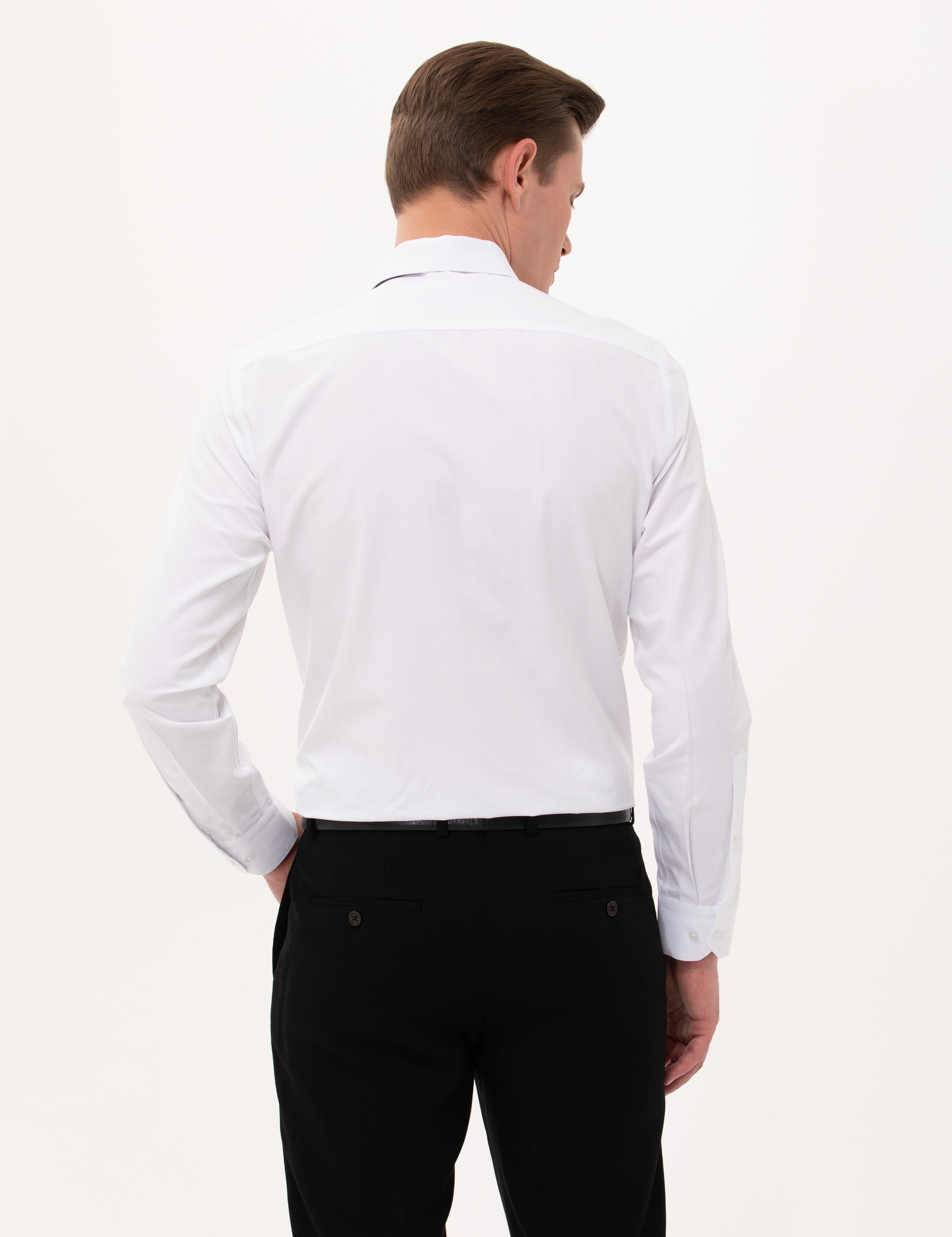 Beyaz Slim Fit Uzun Kollu Basic Gömlek - Image 5