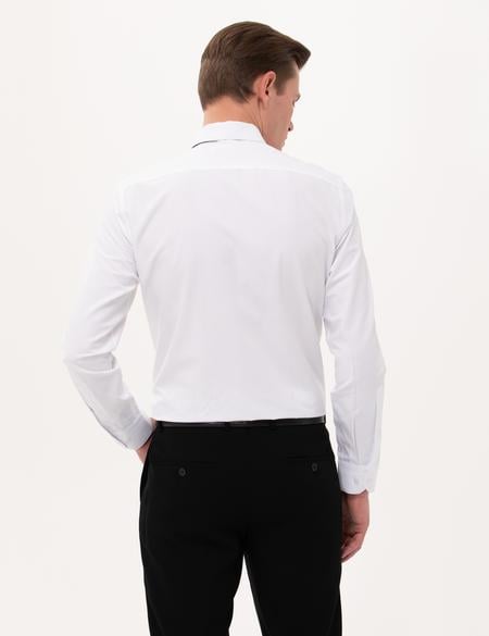 Beyaz Slim Fit Uzun Kollu Basic Gömlek - 50277786016