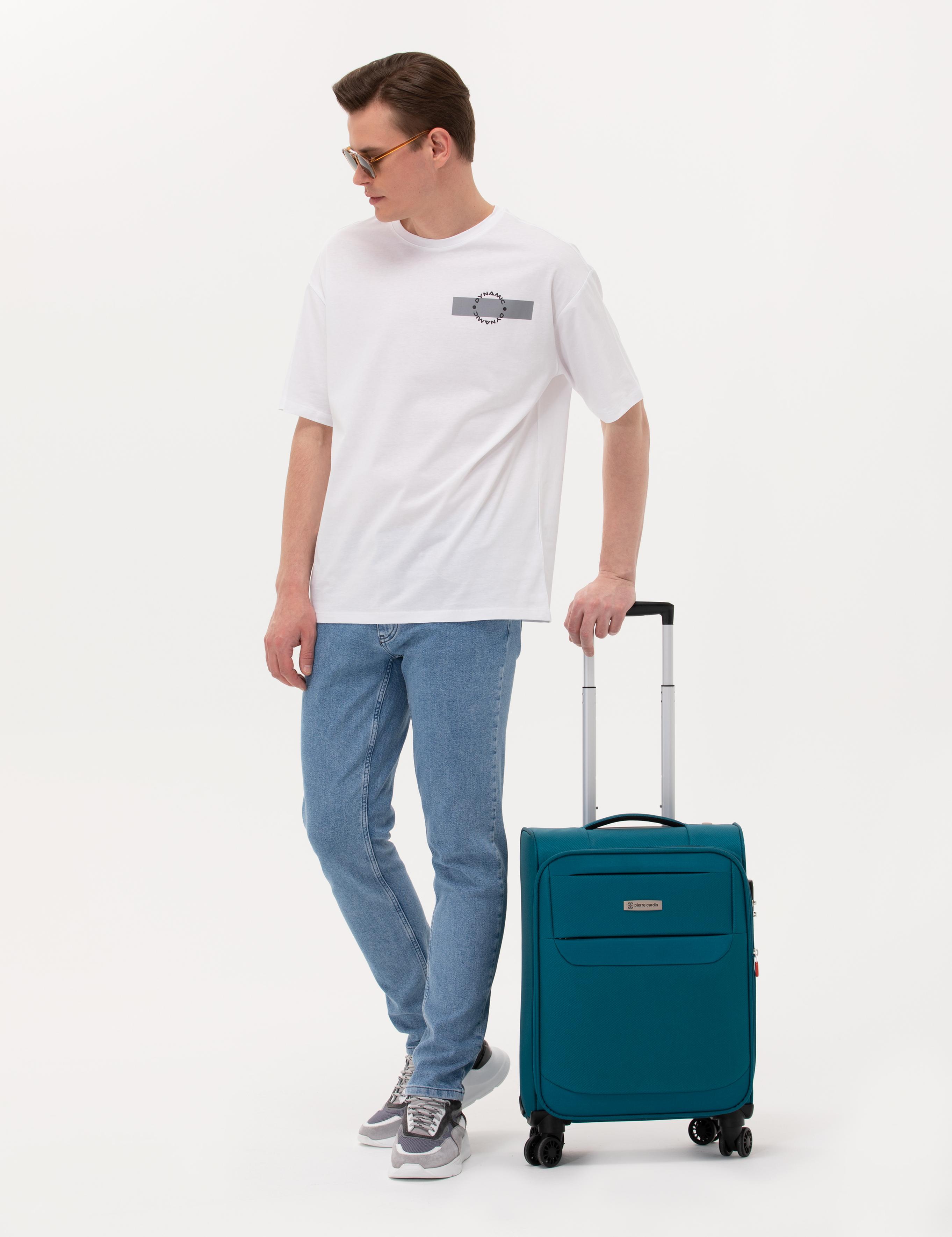 Mavi Orta Boy Kumaş Valiz